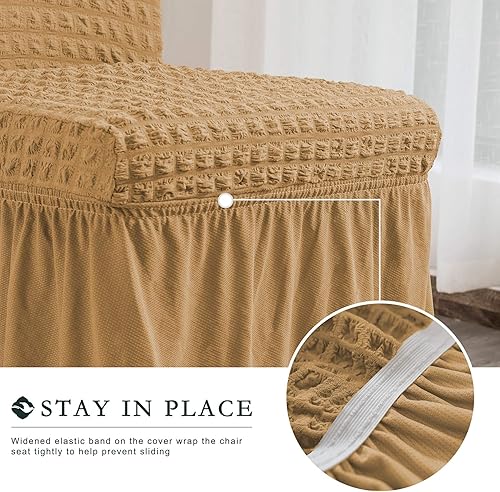 Vista 73 de CHUN YI Juego de 4 fundas para sillas de comedor, fundas universales elásticas para sillas de comedor con falda, fundas extraíbles para sillas Gris