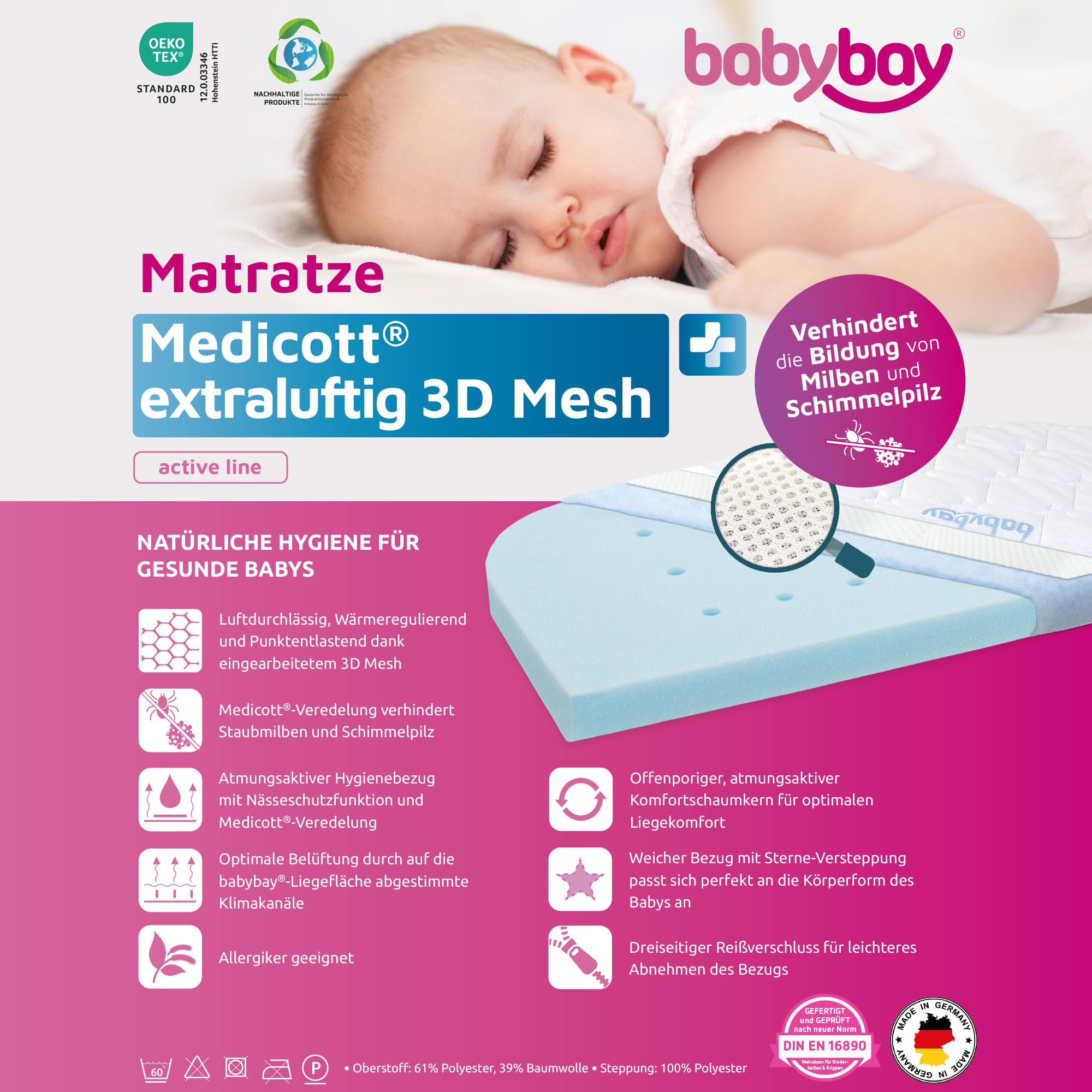 Babybay KlimaWave® Premiumbezug Für Boxspring XXL - Atmungsaktiv Mit Nässeschutz