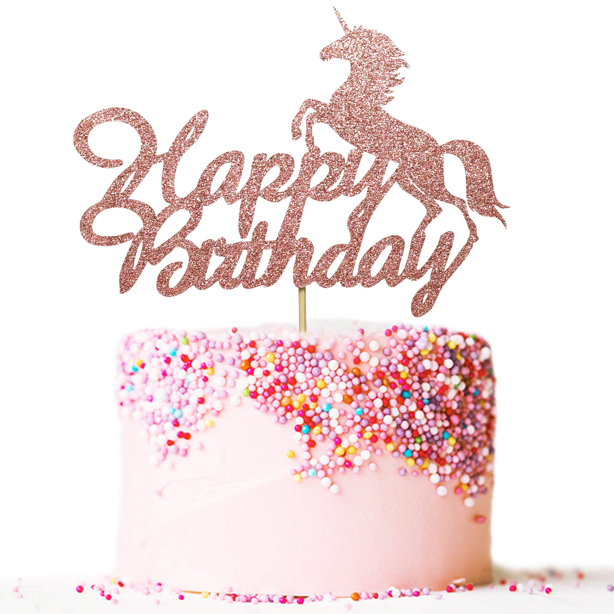 Buy happy birthday cake topper rose gold glitter unicorn theme boy girl