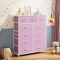 Vista 2 de WLIVE Storage Organizer Unit with 11 Fabric Bins, Storage Drawers Organizer with Steel Frame, Tall Storage Tower Organizaton for Living Room, A-Pink