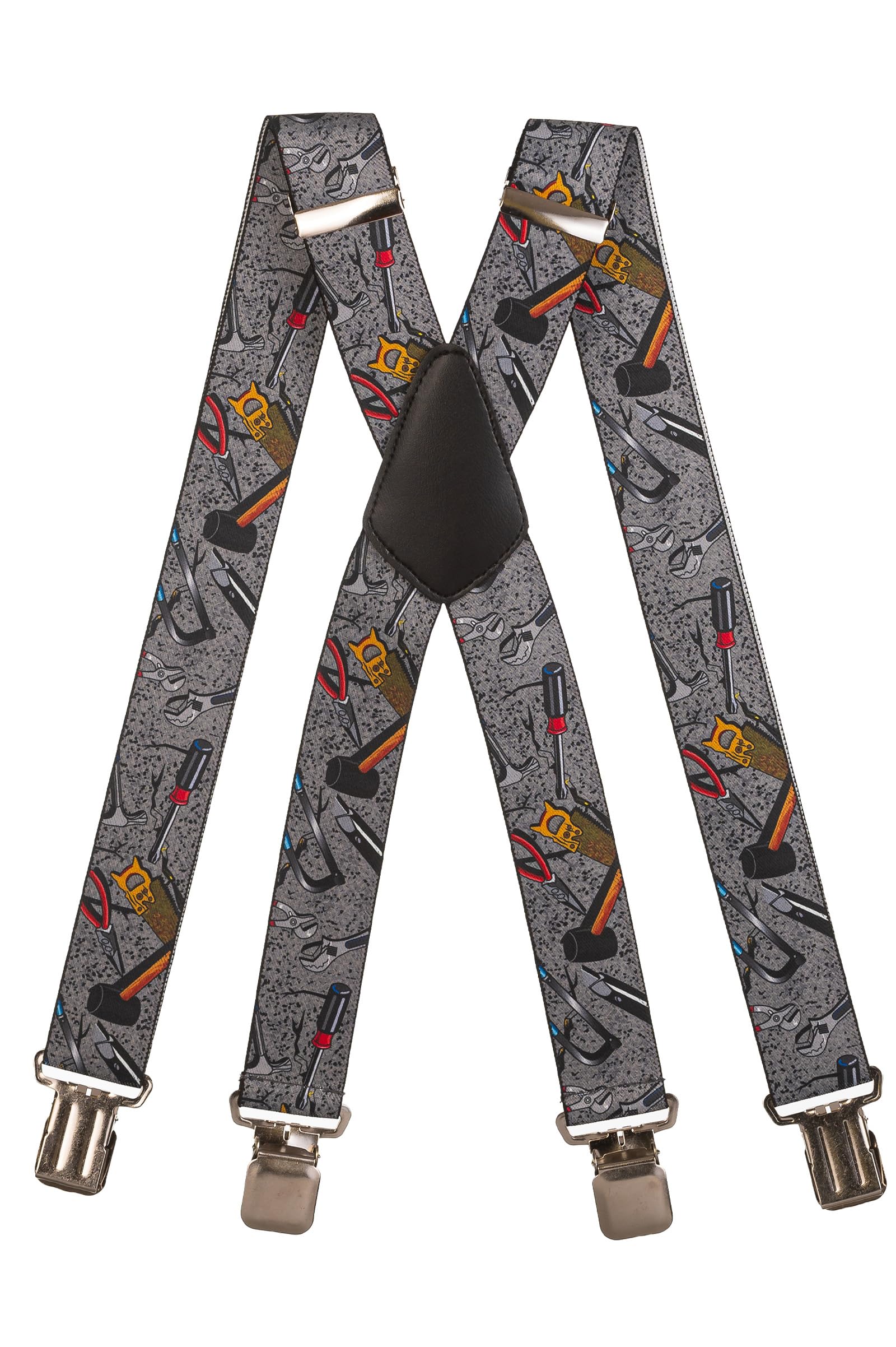 Olata Heavy Duty Tool Pattern Braces/Suspenders - Grey, 5cm - X-Shape