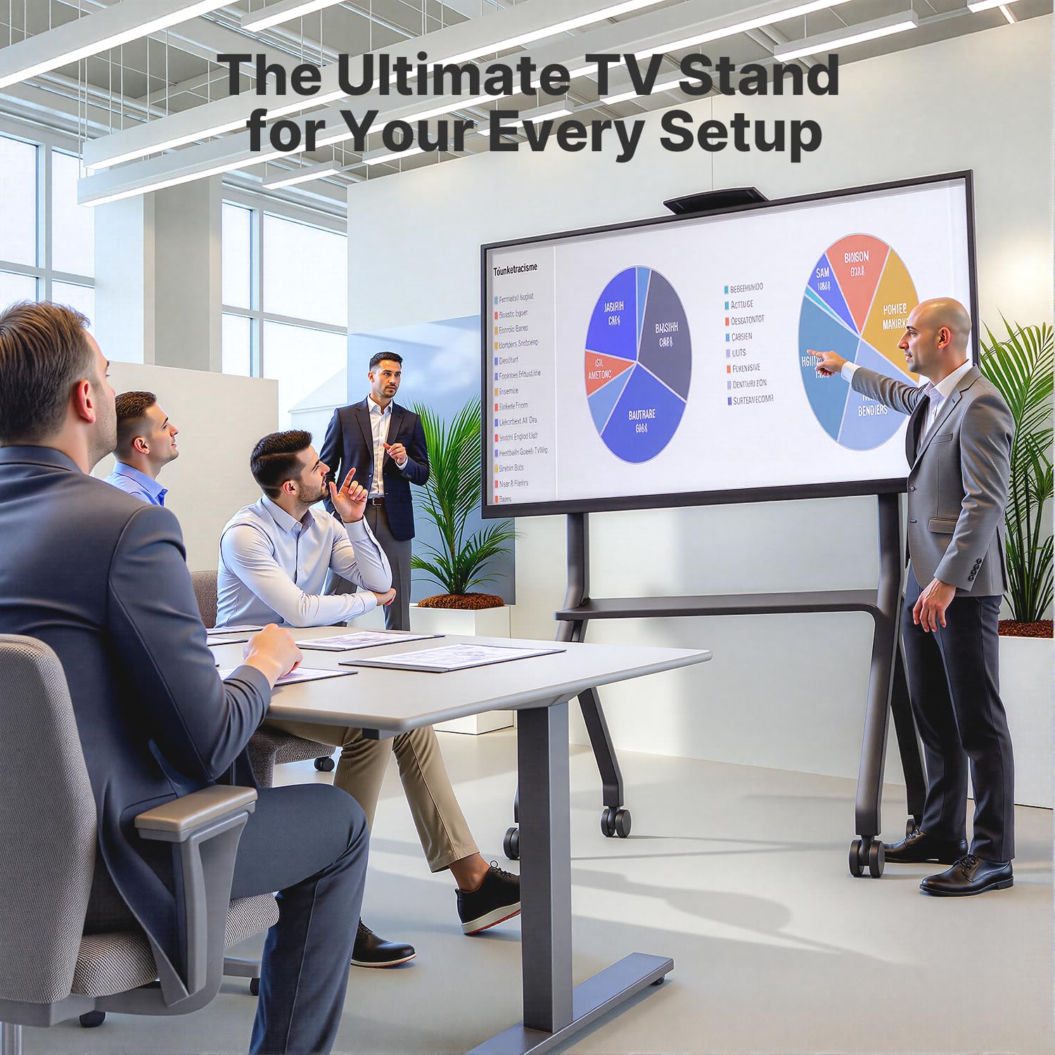 NearHub TC40 Höhenverstellbarer Rollender TV-Ständer für 42-75" | 180 lbs/80 kg Traglast, VESA 200x200mm- 700x500mm | mit Webcam-Halterung &Verriegelbaren Rädern,Für die S Pro Serie Smartboards