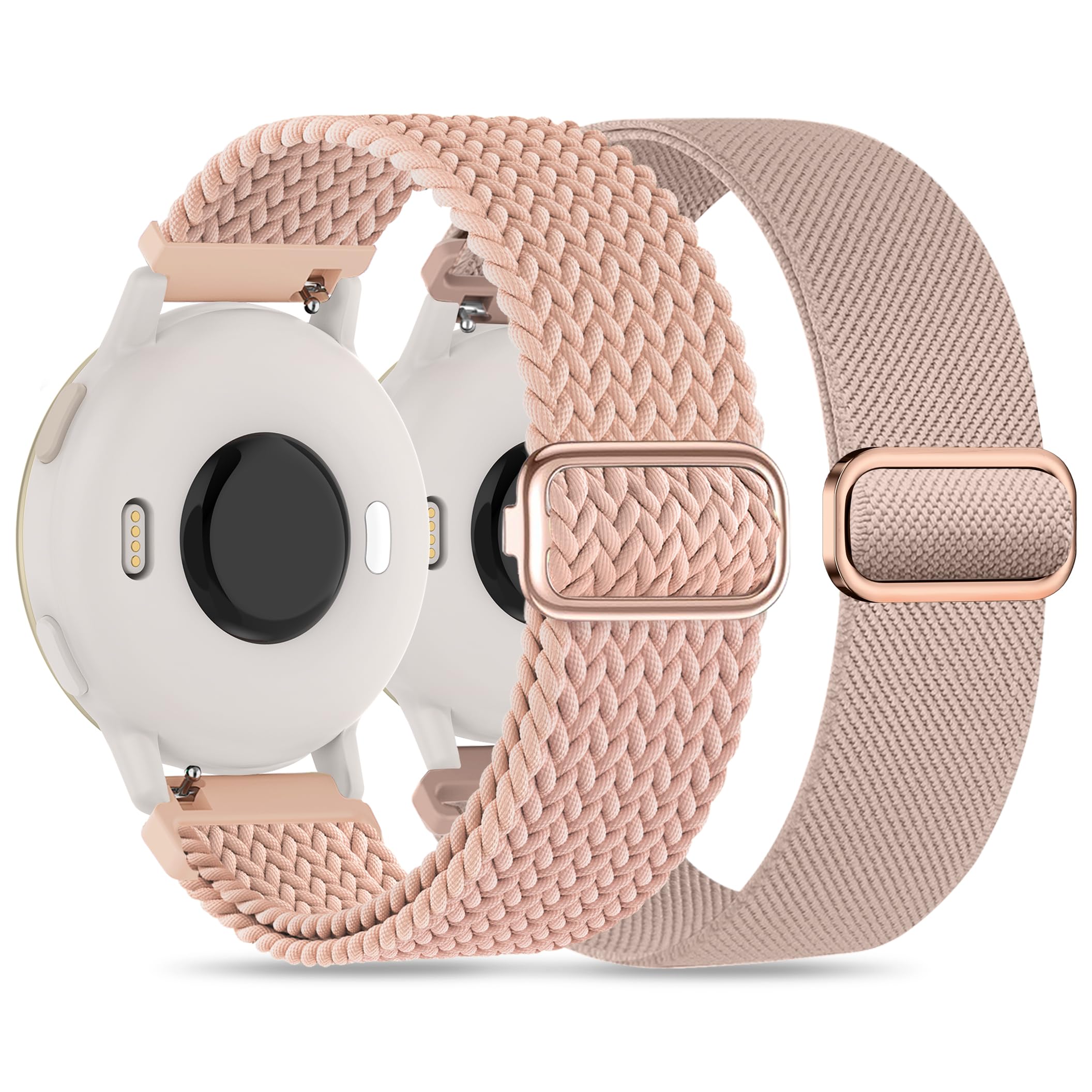 Laband 18mm Braided Stretchy Nylon Watch Band Compatible with Garmin Venu 2S/Venu 3S/Venu 4 41mm/Vivoactive 4S/Vivomove 3S/Forerunner 255S/Forerunner 265S,Quick Release Loop Soft Strap for Women Men