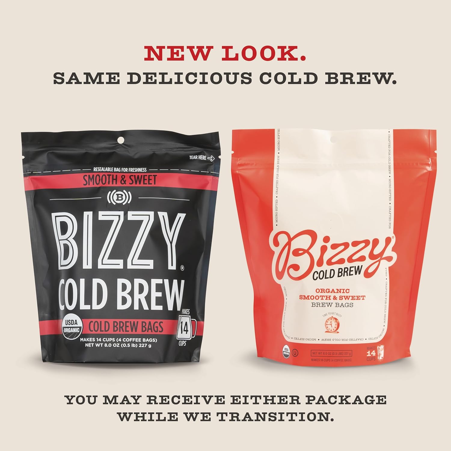 Bizzy Organic Cold Brew Coffee | Bundle | Brew Bags | Smooth & Sweet 12-count + Smooth & Sweet 4-count | 2 Pack