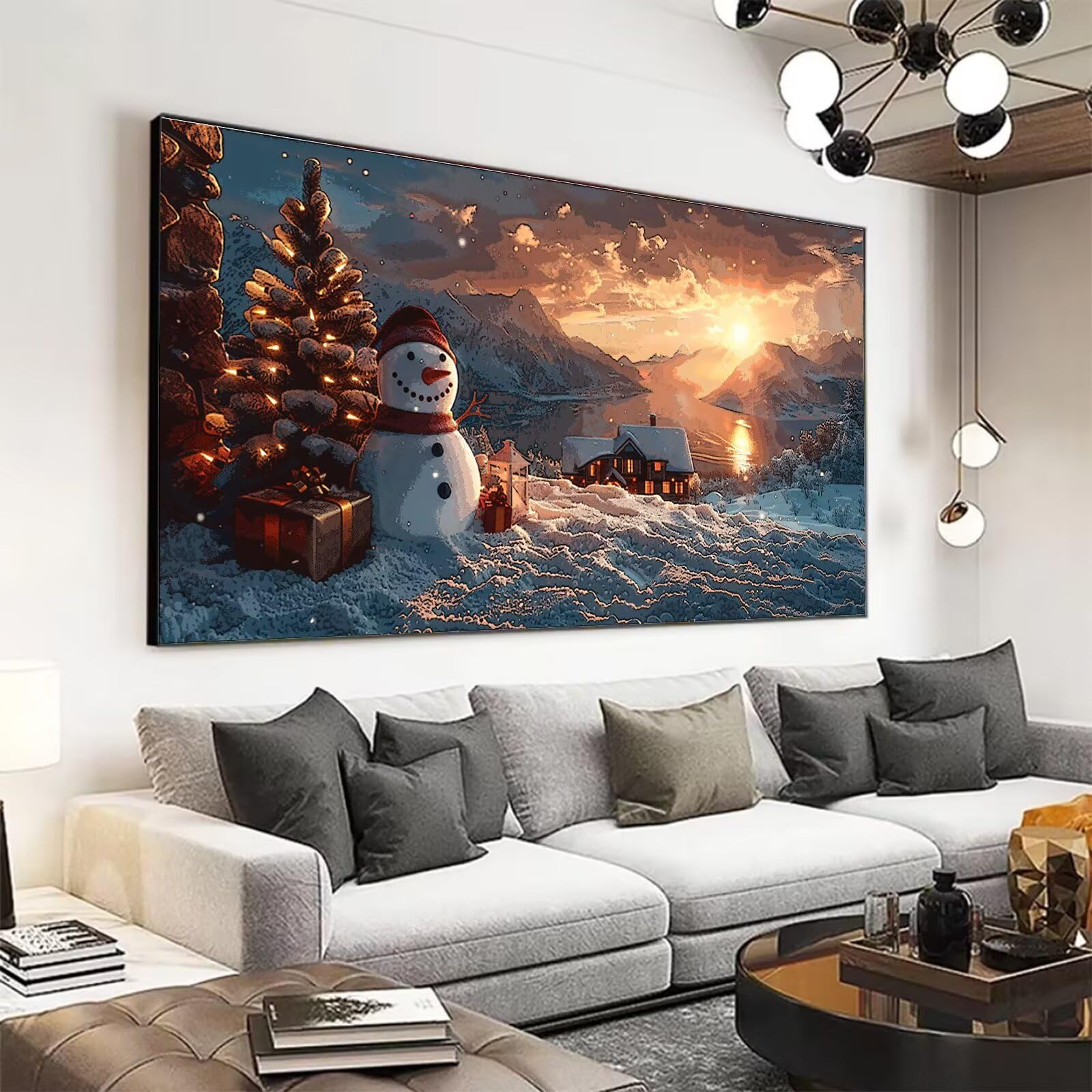 Peinture Numero Adulte Cadeau Peinture Par NuméRos Grand Format Bonhomme de neige Loisirs CréAtifs Enfant DIY NuméRo D'Art Complet Kit DéButants ,Cadeau GarçOns Filles , Sans Cadre 60x120cm M-501