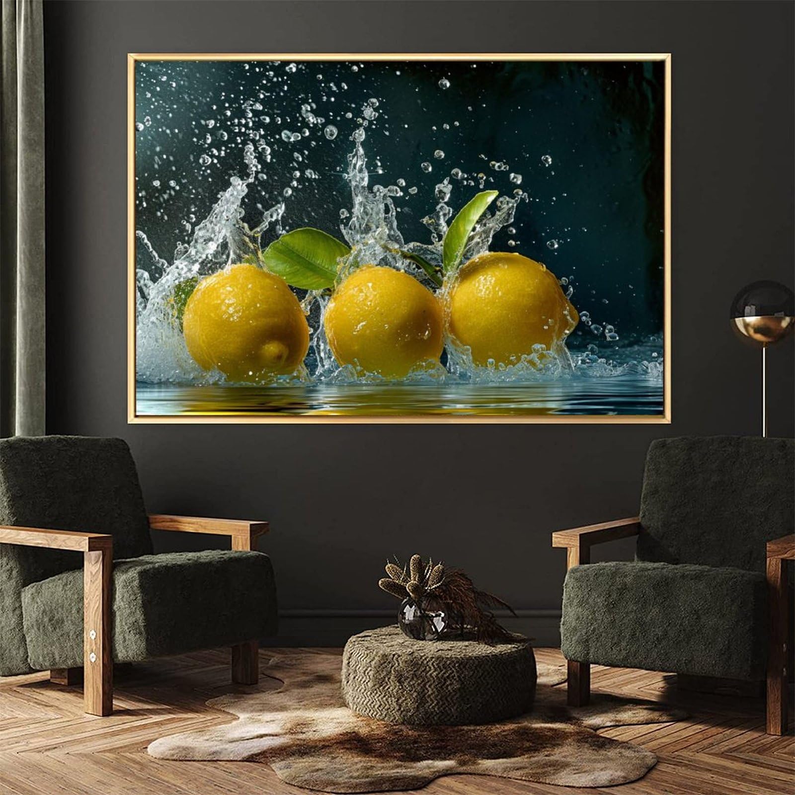 Amazon.co.jp: 絵画 3 つの新鮮なレモンの写真インテリア 絵画 静物の