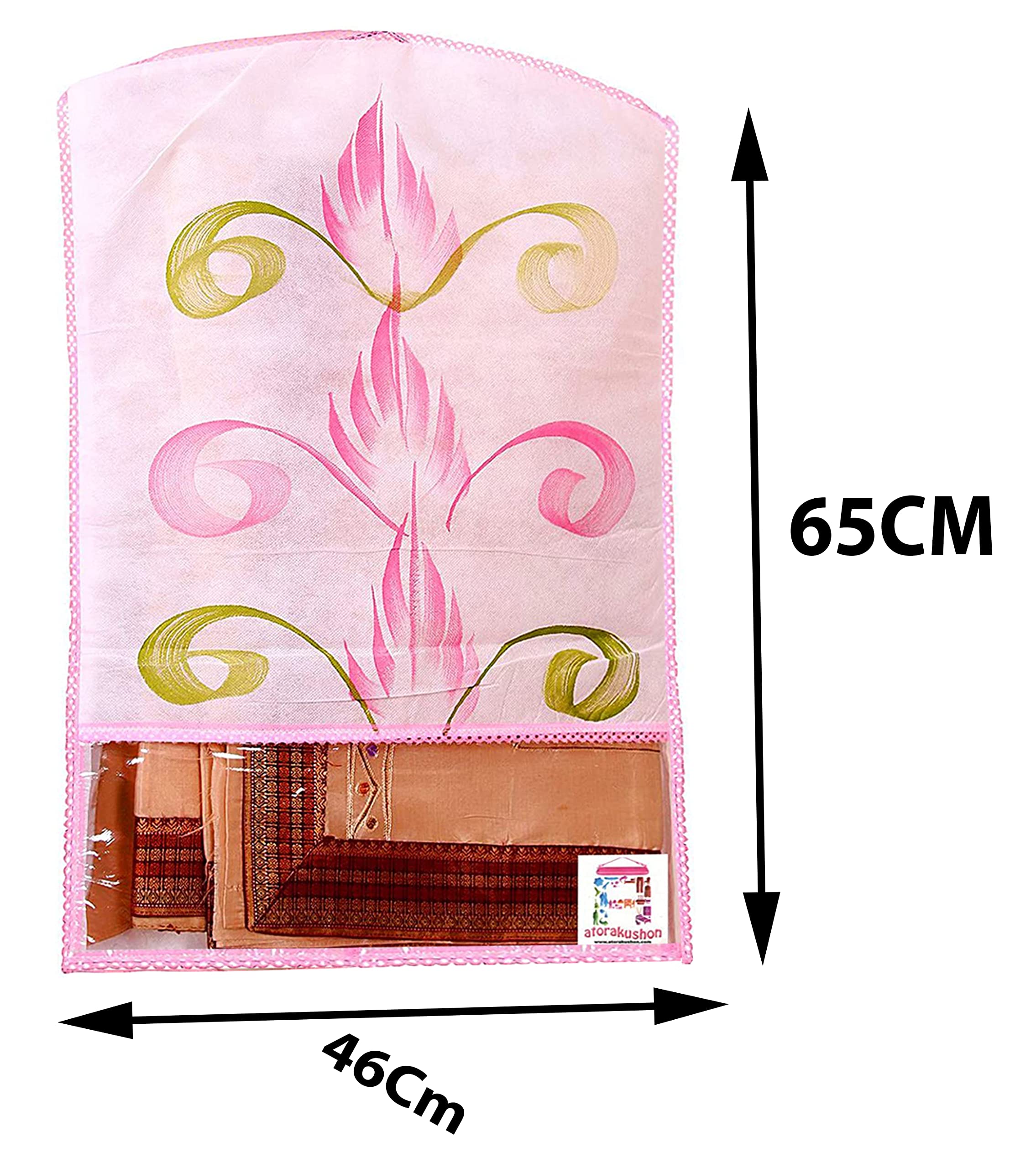 Atorakushon Fabric Printed Hanging Saree Cover Wardrobe Organizer Pack of 12 2