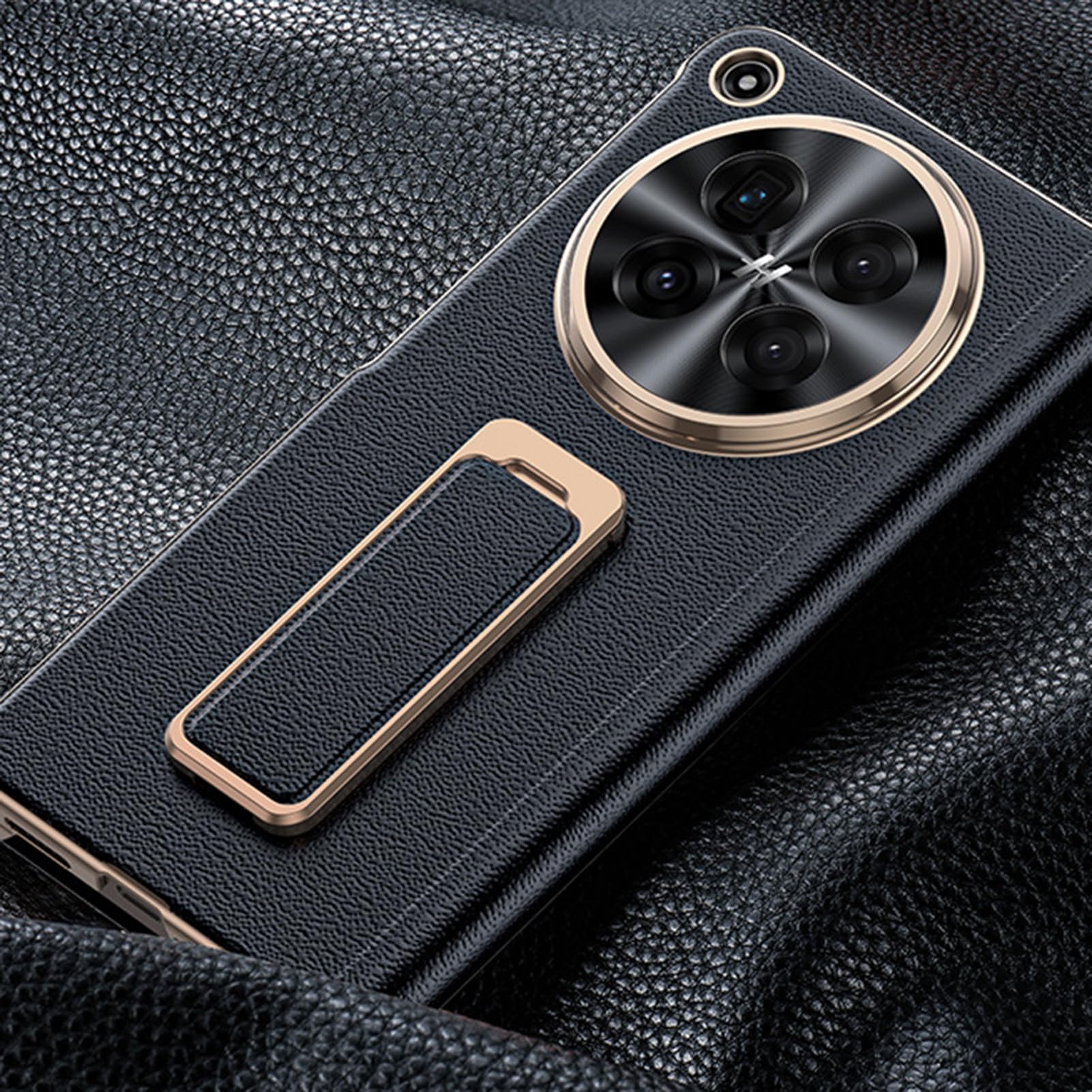 Etui z klapką do Oppo Find N6, regulowany stojak, szlufka na palec, skóra, luksusowa galwanizacja, ochrona przed upadkiem