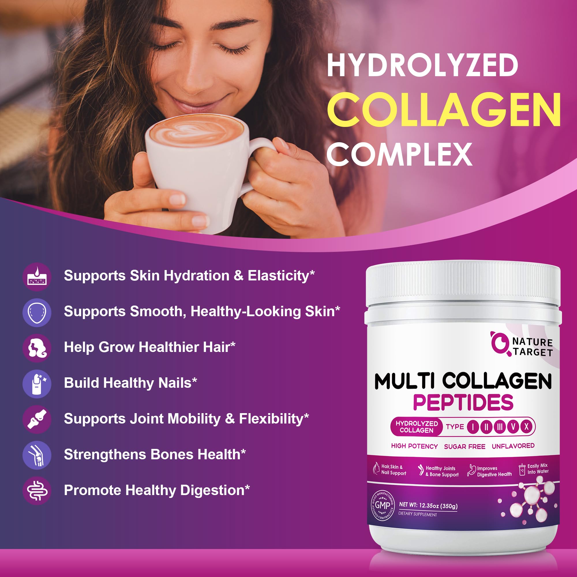 NATURE TARGET Multi Collagen Peptides Powder, 35 Servings — Amazon image 3