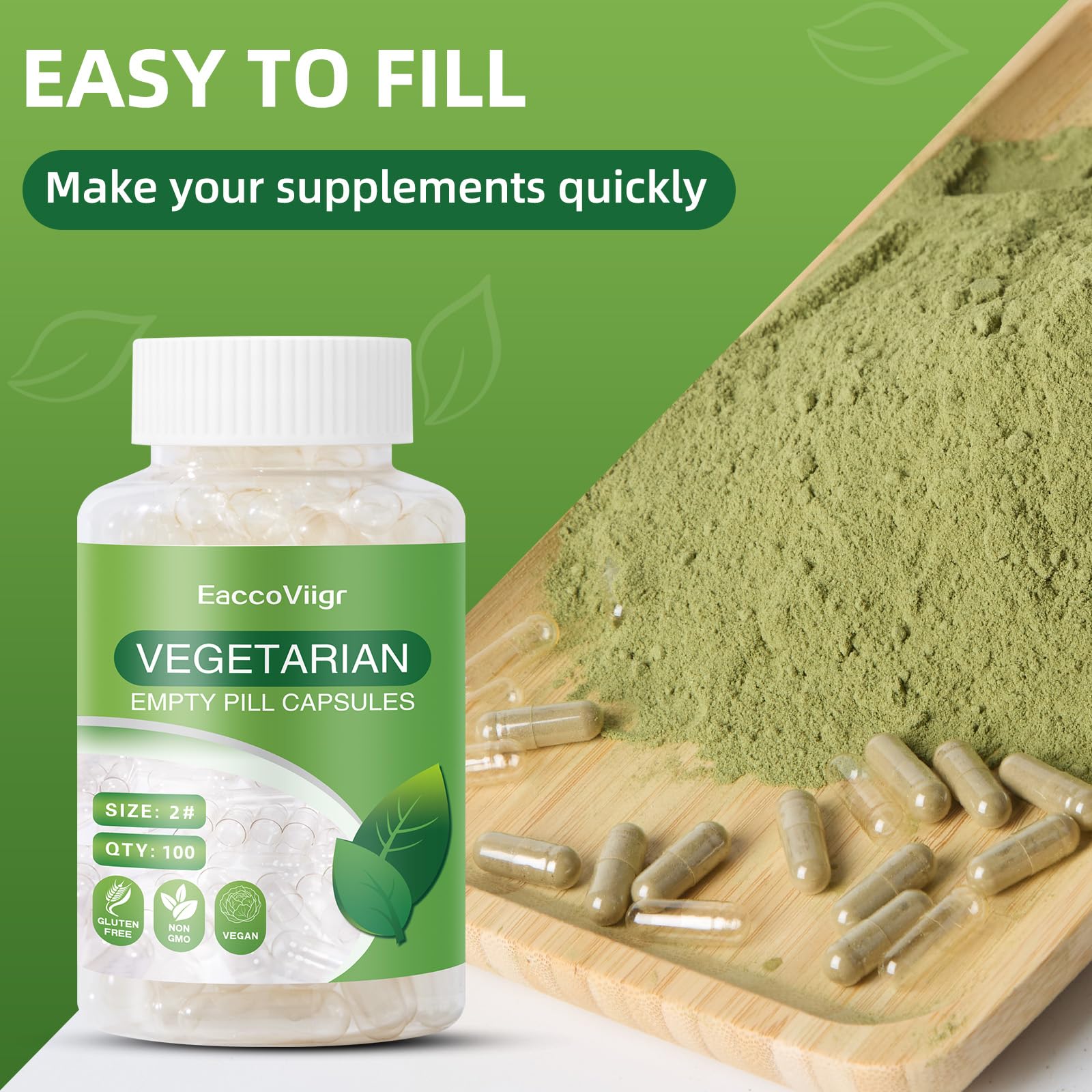 Capsule vuote di misura 2, 100 capsule vuote trasparenti, misura 2, con kit di riempimento, capsule vegane vegetariane riempibili, vuote per vitamine, facili per integratori fai da te