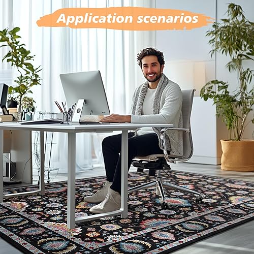 Miniatura 29 de Tapete para silla de oficina para suelo de madera dura, alfombra de oficina para sillas rodantes, tapete para silla de computadora debajo