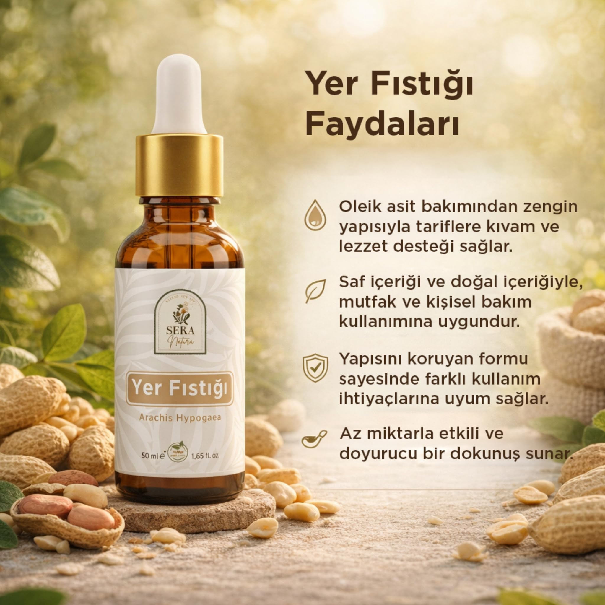 Yer Fıstığı Yağı 50 ml –%100 Doğal Besleyici & Dengeleyici