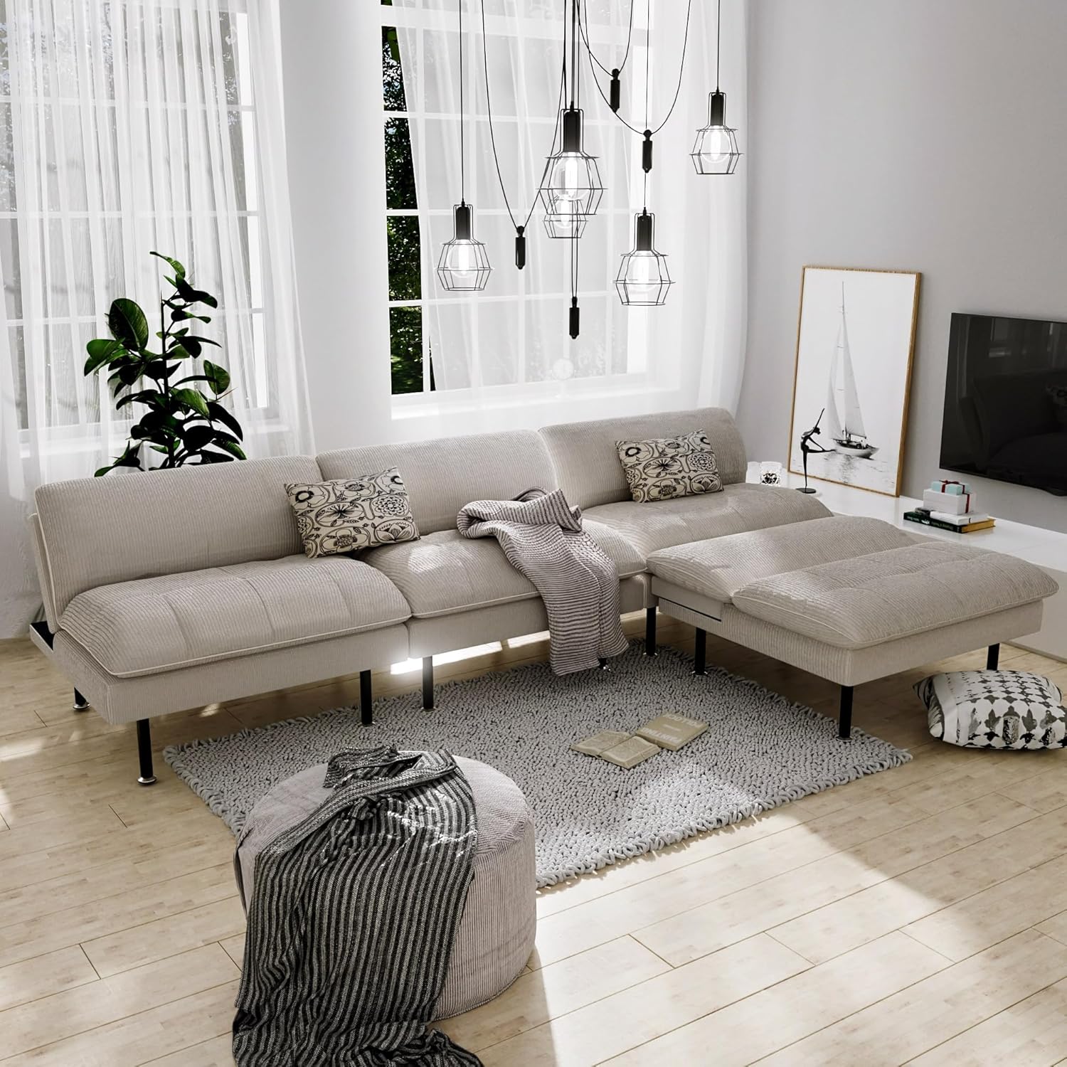 Ribilake 2 Sets 70" Futon Sofa Bed, 4in1 MultiFunction