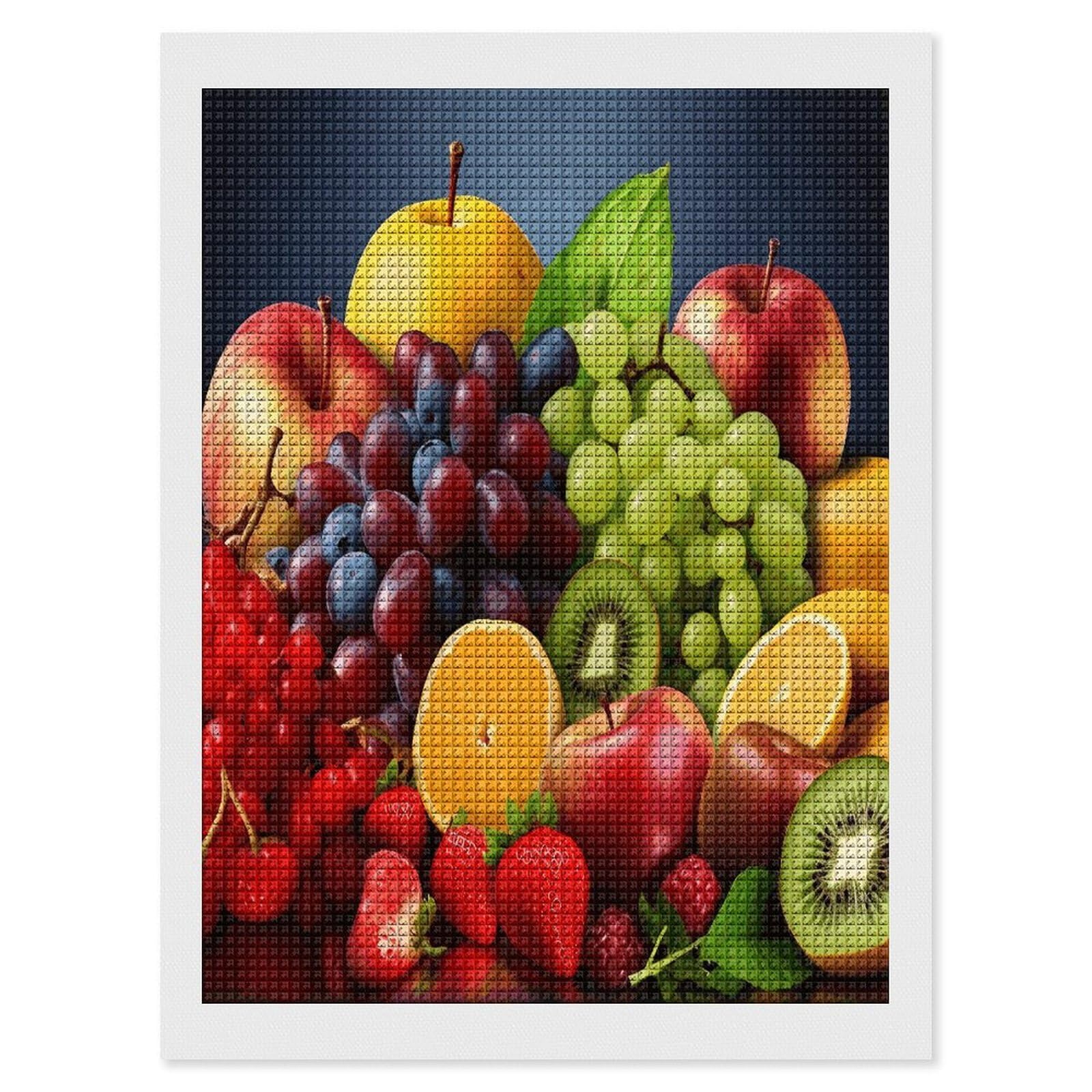 FodPand Fruits Diamond Painting Kit for Beginner Fun 5D DIY Crafts for Adults Diamond Art Kits Square Diamond Art Canvas Painting Gem Art Crafts for Home Wall Decor 12"x16"