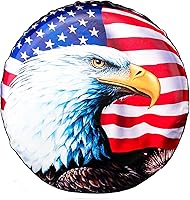 Vista 1 de Cubierta de neumático de repuesto, cubierta de rueda con bandera estadounidense y águila, impermeable y a prueba de polvo, para Jeep, remolque, RV