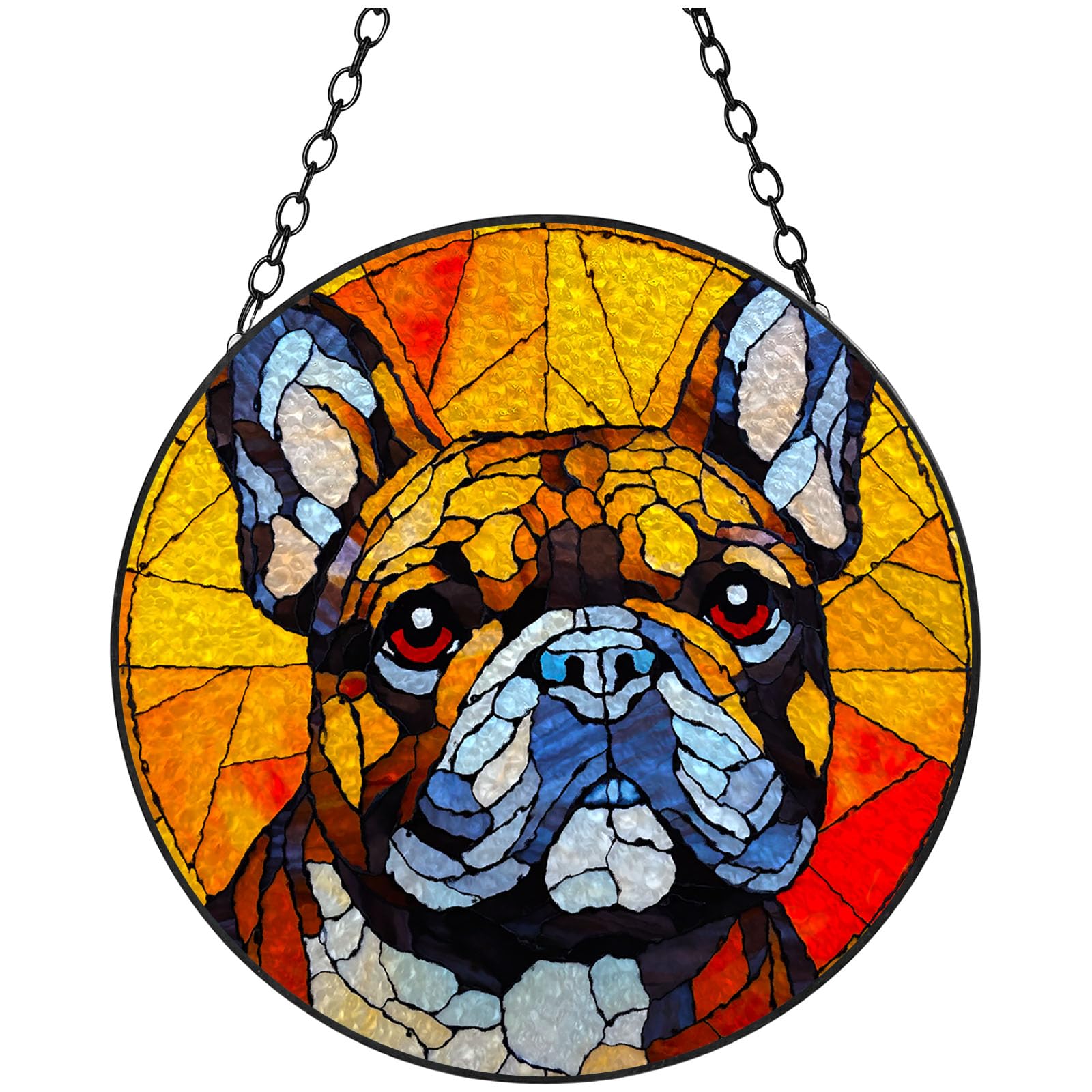 Cute French Bulldog Stained Glass Suncatcher Window Hangings Colored Handmade Glass Suncatcher Crafts Kits for Indoor Garden Christmas Decoration