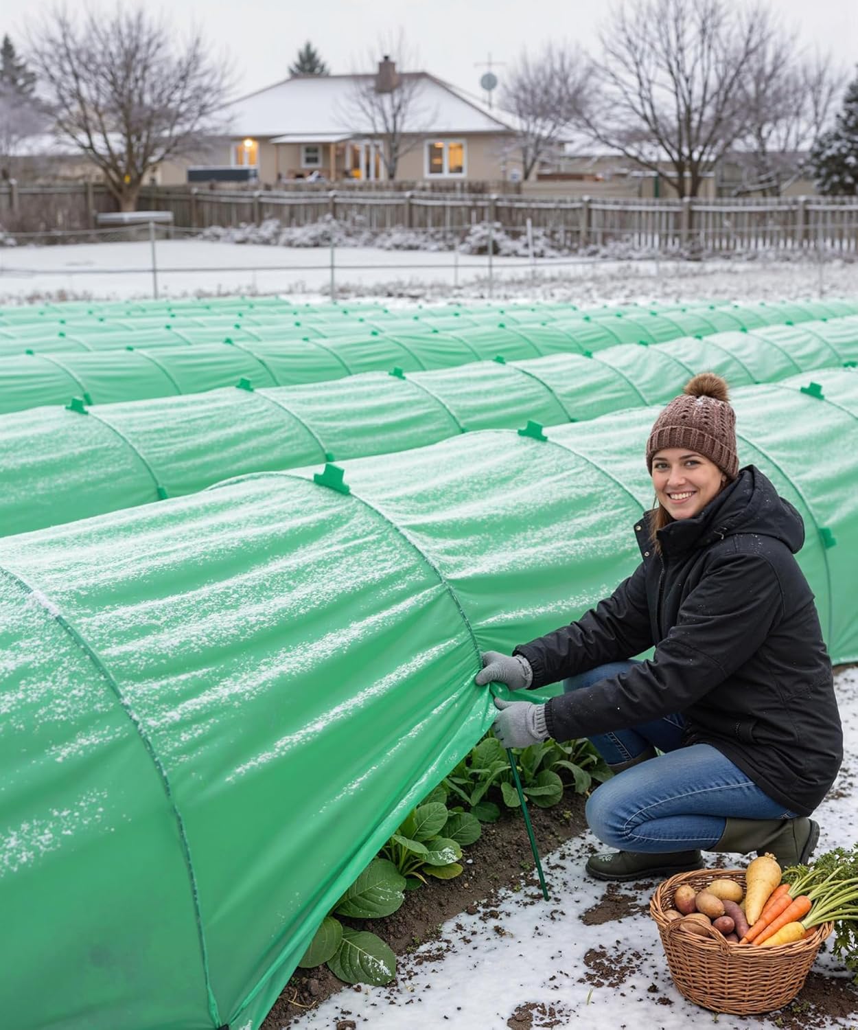 NEW Plant Covers Freeze Protection Kit,10x33FT 1.3 oz/yd² Frost Blanket,36 Hoop,12 Peg,Reusable Garden Bed Covers for Winter,Greenhouse Tunnel,Snow & Pest Protection for Outdoor Plant & Raised Bed - Image 6