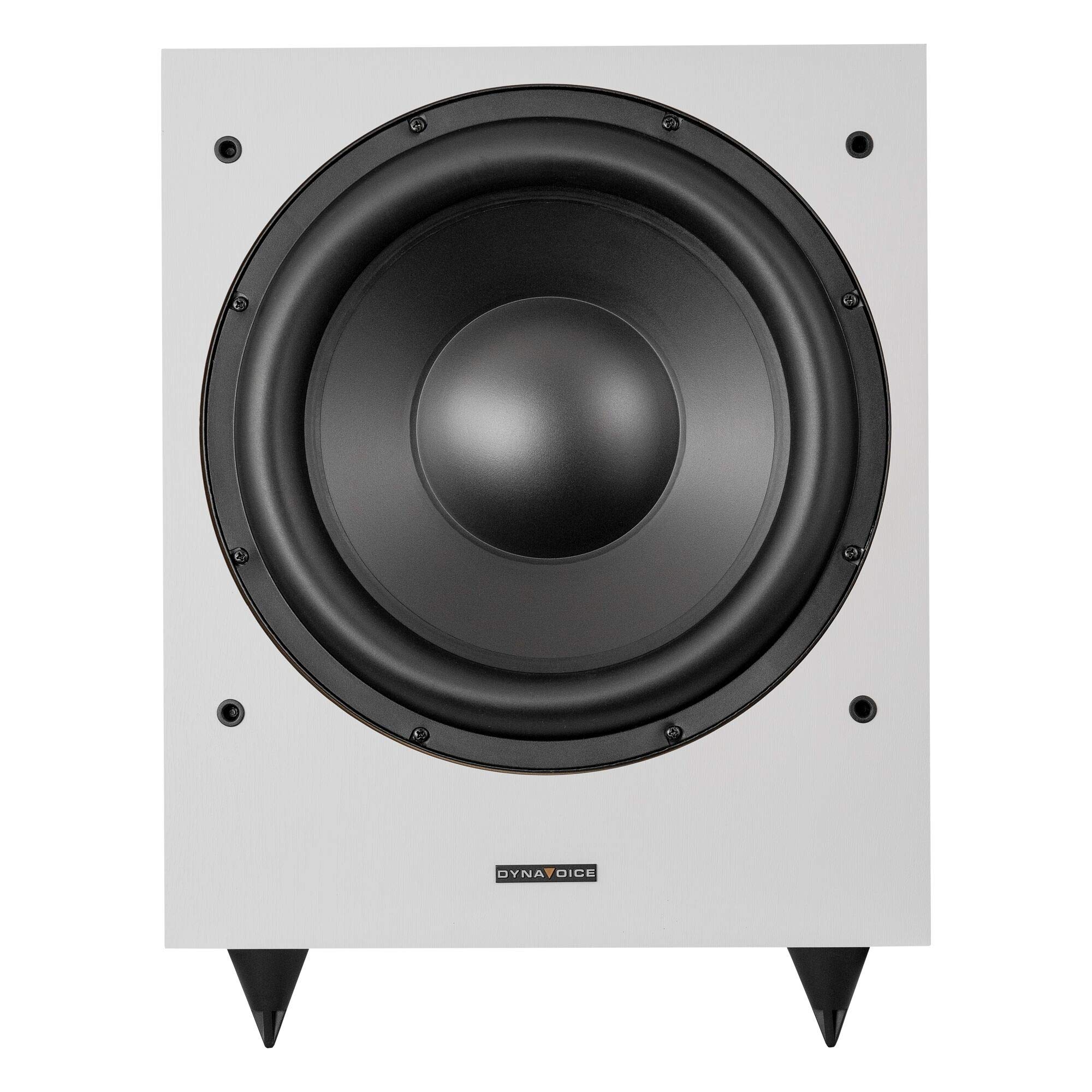 Dynavoice Magic MW-12 Blanco Mate – Subwoofer Activo 12"para Home Cinema y HiFi, Bass Reflex Inferior, Control de Fase y Crossover, Conexión LFE y Alto Nivel (Blanco, 12")