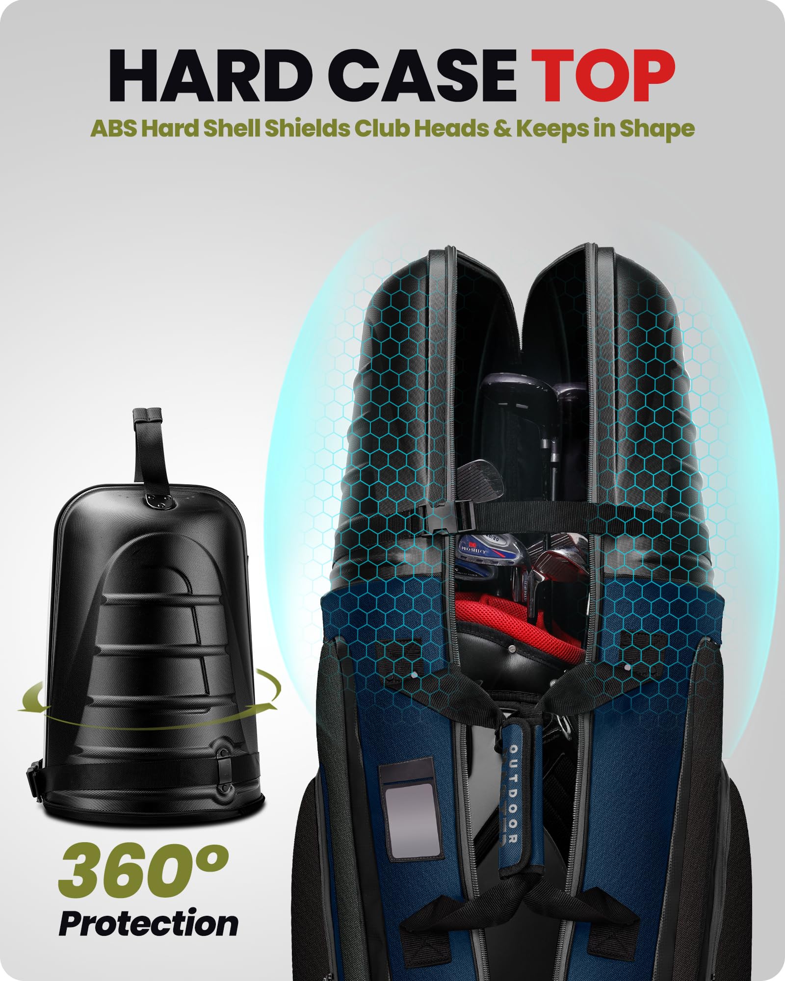 OutdoorMaster Golf Reisetaschen für Fluglinien mit Rädern und Hartem Oberem Koffer, Schützen Golfschläger, Leicht und Sinfach zu Manövrieren, Version aktualisieren