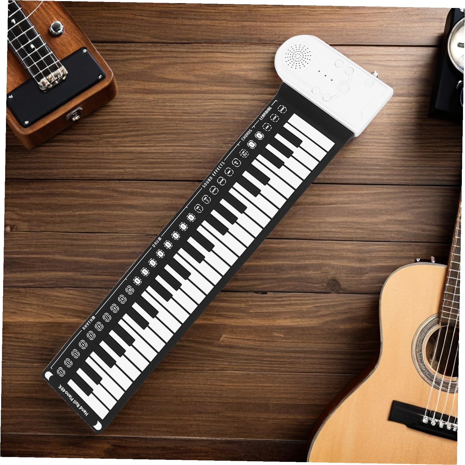 Pianoforte Arrotolabile 49 Tasti in Silicone Pieghevole | Principianti, Uso in Lezioni e Spettacoli Musicali, Formato Portatile da Viaggio, Nero e Bianco