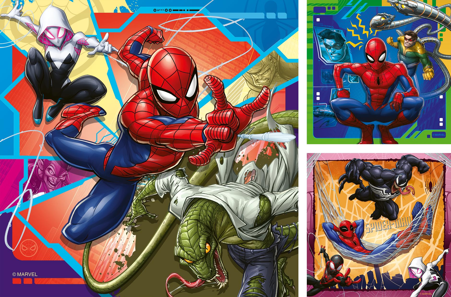 Ravensburger Marvel Spiderman Toys and Gifts - 3x 49 Piece Jigsaw Puzzles for Kids Age 5 Years +, Red and Blue, 21 x 21 cm - Image 2