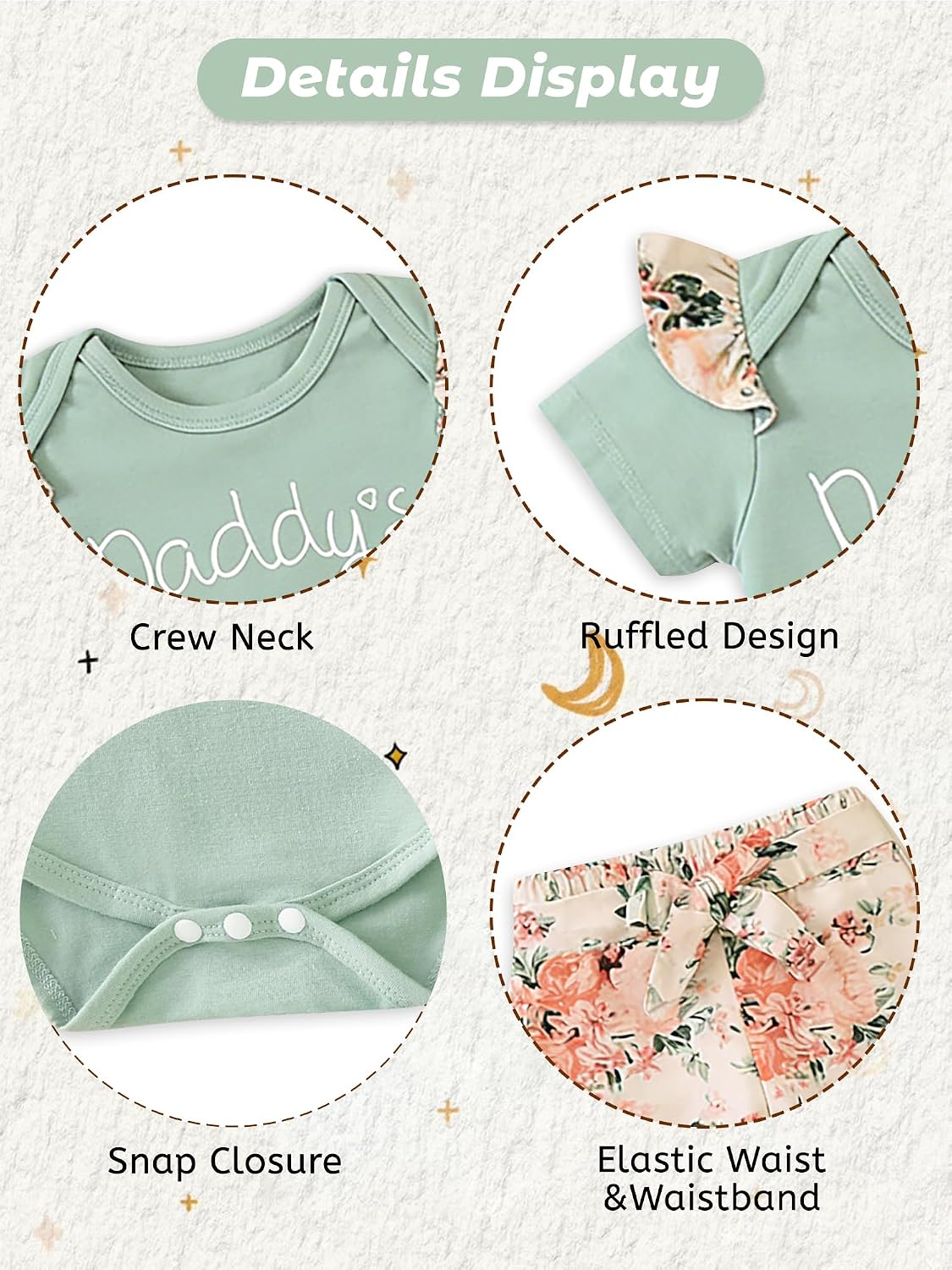 AMAWMW Baby Girl Clothes Set Daddys Little Girl Ruffle Romper Top Camouflage Pants Newborn Infant Baby Girl Outfit image 5