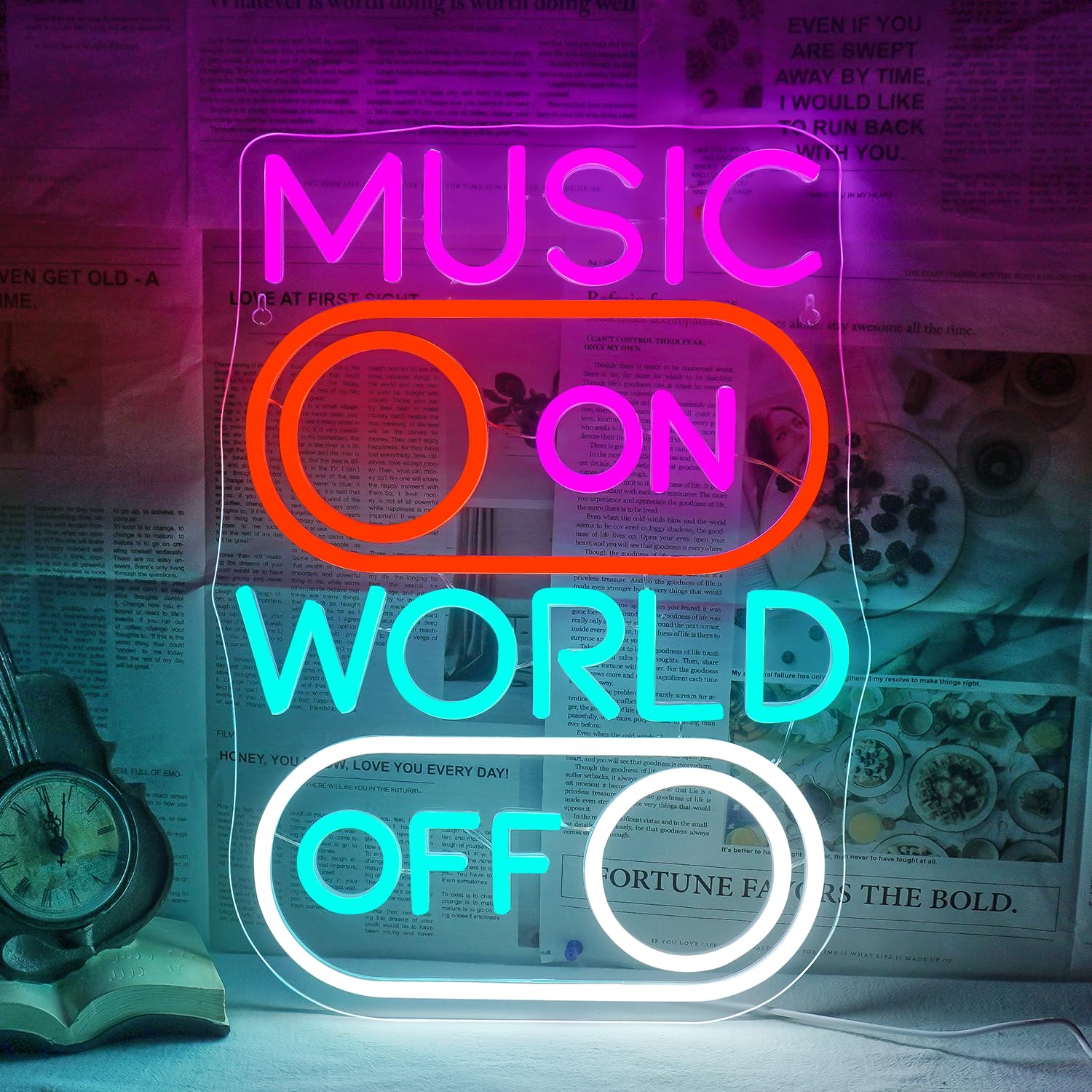 Horseneon Music World Neon Sign LED Neon Lights for Wall Decor Neon Sign Light up Sign for Music Studio, Bar, Club, Party, or Home decor gift for sing lovers — image 1