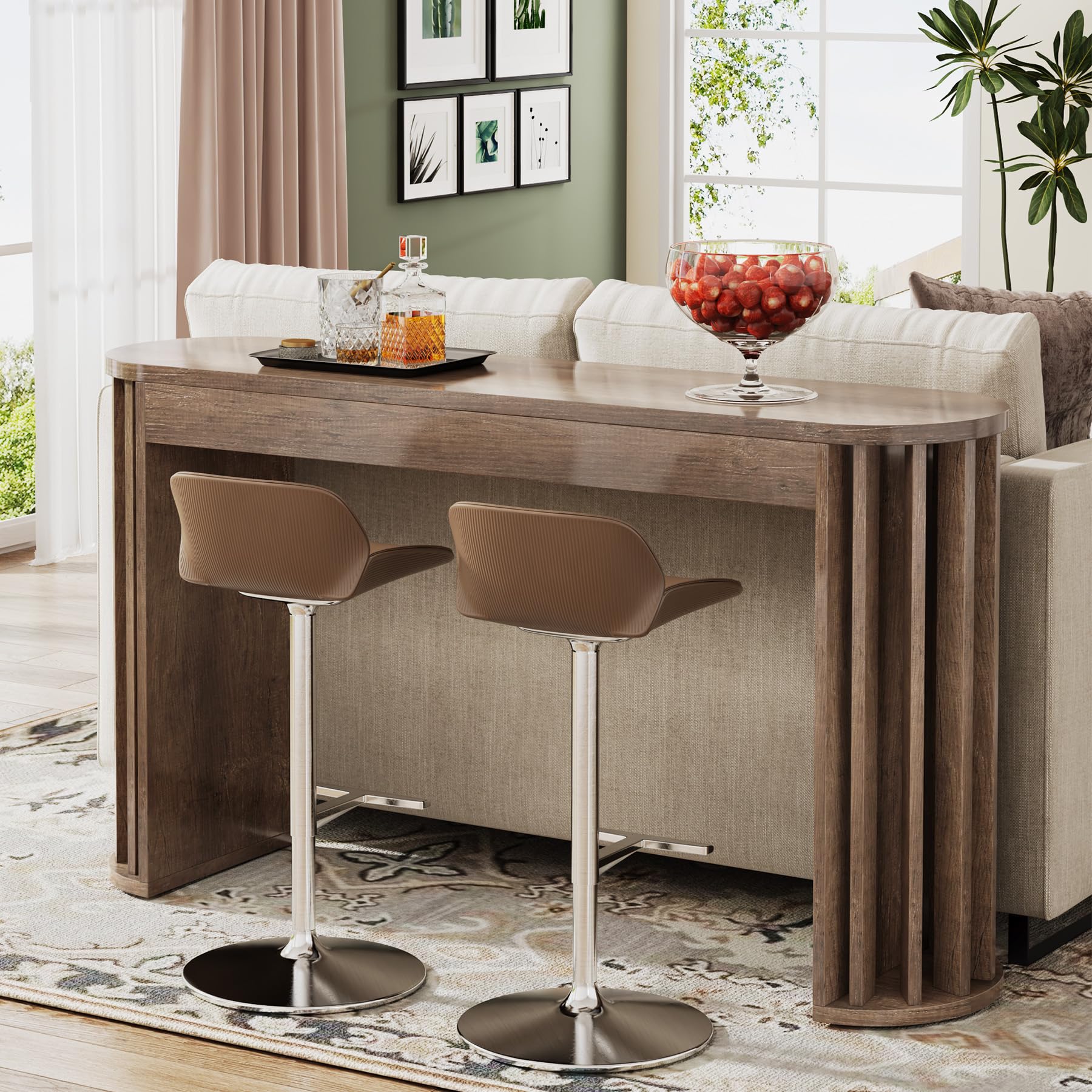 BAR COUNTER TABLE SMBT×NTF Home Bar Unit, 4 Tier L Shaped Liquor Bar Table with Storage