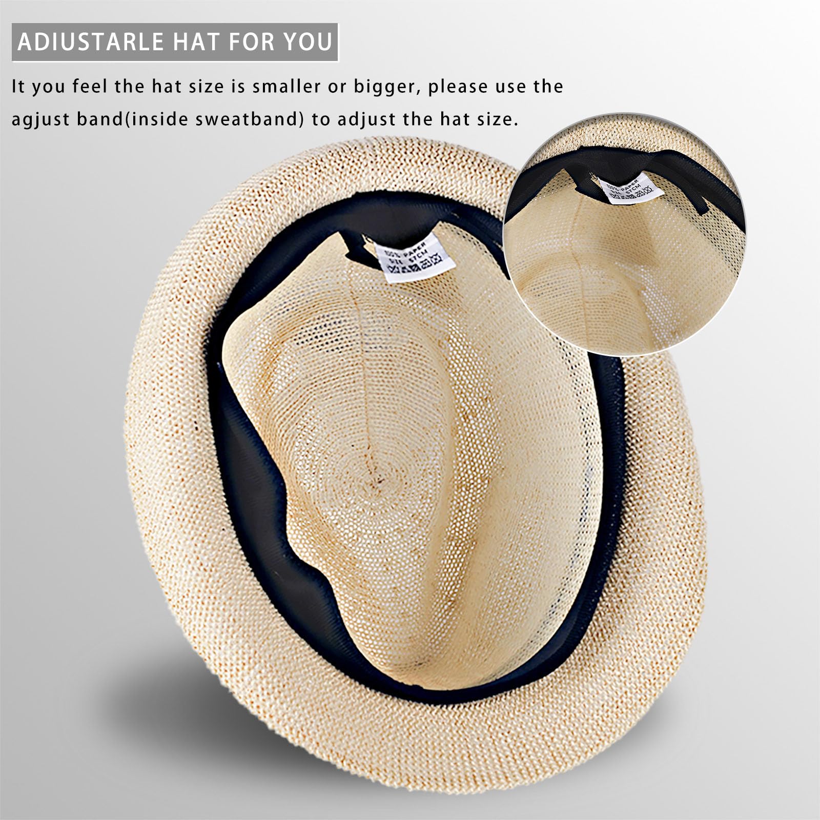 Cappelli Fedora di paglia Panama estivi per uomo donna cappello trilby pieghevole arrotolabile a tesa corta Panama Beach Hat