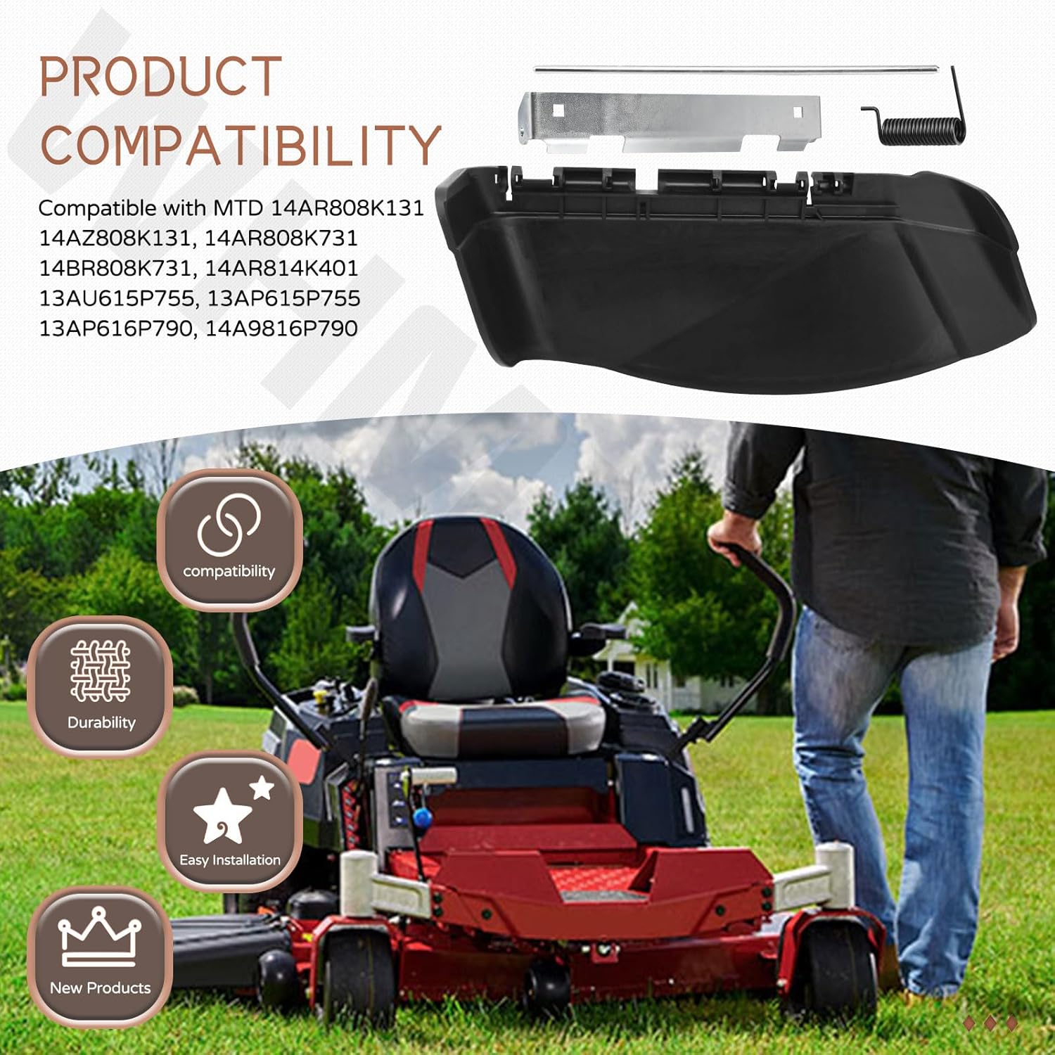 931-3131A Deflector Chute for CUB Cadet MTD SLT RZT LT GT 1050 1550 1554 Tank 48 50 54 GTX ZT MMZ 50 2150 2250, Replace 931-3131731-3131 731-3131A 01000386