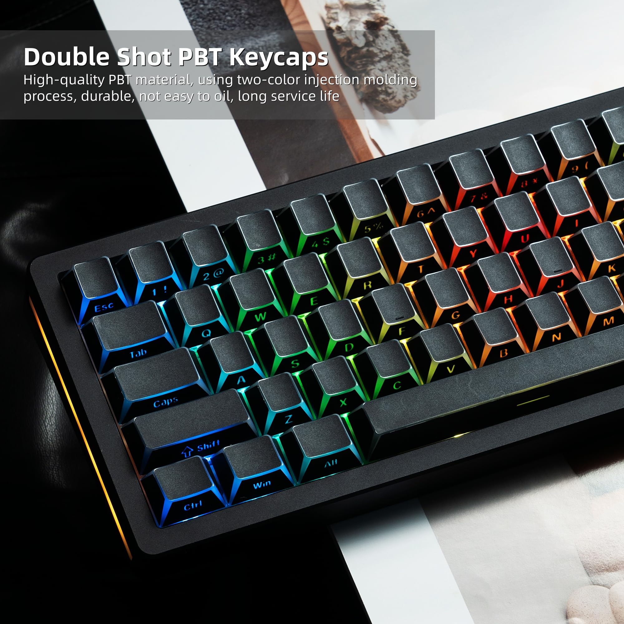 Amazon.com: Womier PBT Shine Through Keycaps Manga Black Keycaps