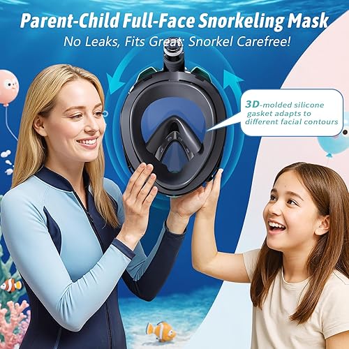 Miniatura 6 de Greatever G2 Adults Kids Full Face Snorkel Mask 2 Pcs,Snorkeling Gear with Latest Dry Top System,Foldable 180 Degree Panoramic View,Safe