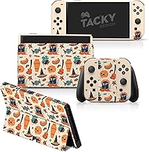 TACKY DESIGN Halloween Skin Compatible with Nintendo Switch OLED Skin Spooky - Vinyl 3M Nintendo Switch OLED Stickers Set - Pumpkin Switch OLED Skin for Console, Dock, Joy Con -Decal Full Wrap