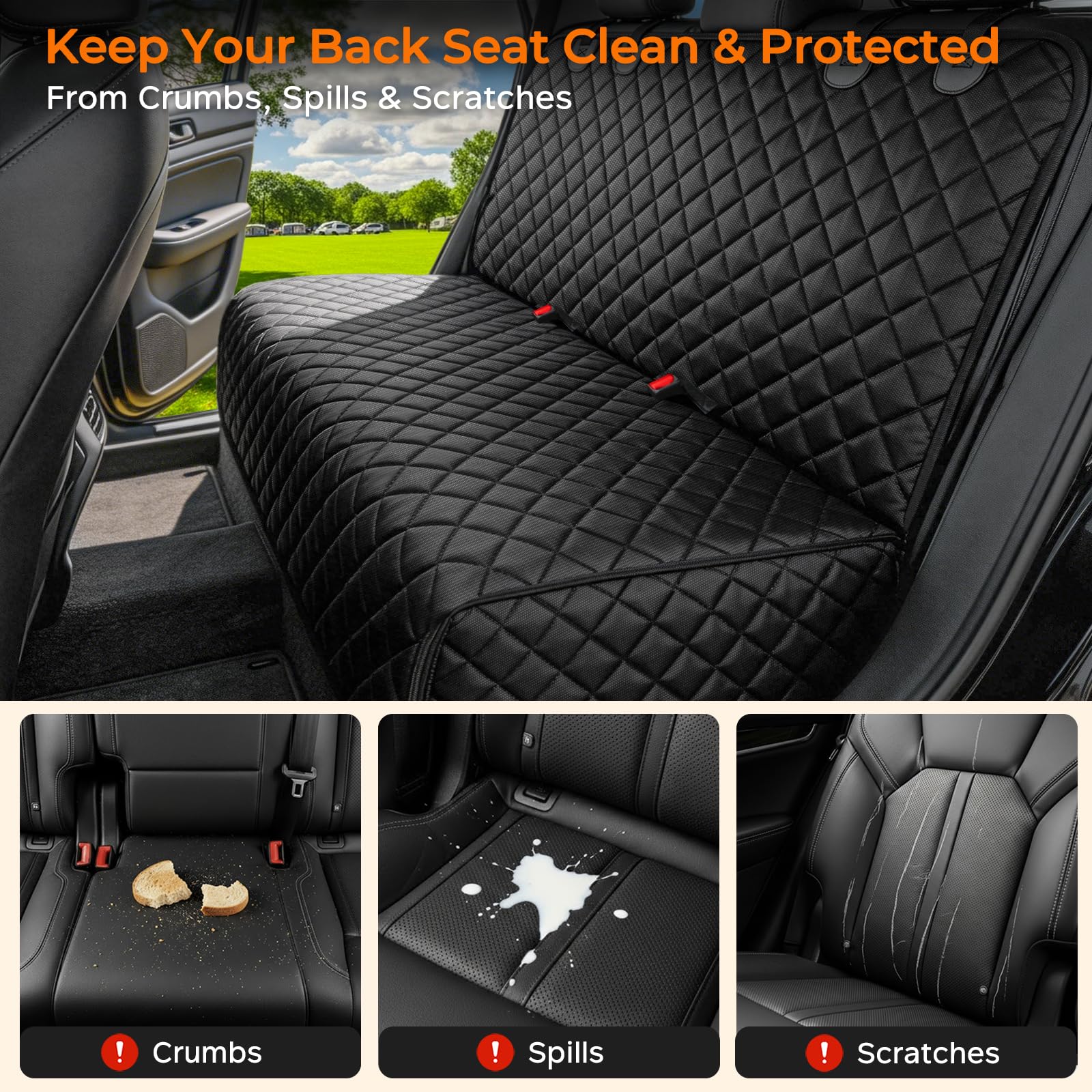 URPOWER Housse de siège de voiture pour chien pour siège arrière – Protection imperméable pour siège auto pour enfants et animaux de compagnie, housses de siège de voiture antidérapantes pour voitures