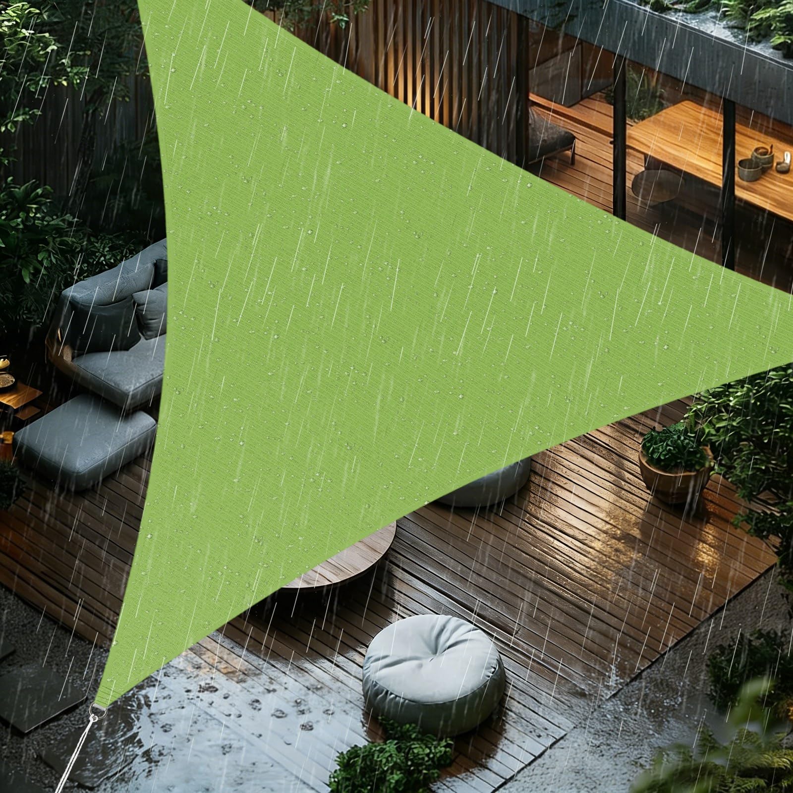 Sun Shade Sail 4x4x4m Triangle Waterproof PES Polyester 98% UV Block Sunscreen Awning Canopy for Outdoor Garden Patio Yard Lawn Party, Green
