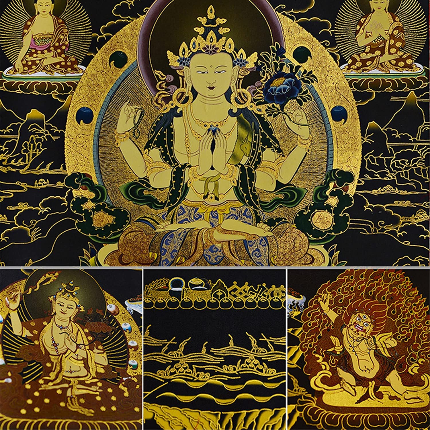 h21# 四腕観音 仏祖 唐卡 タンカ Thang-ga 装飾画民间文化芸術 h21# 四腕観音 仏祖 唐卡 タンカ Thang-ga 装飾画民间文化芸術 h21#