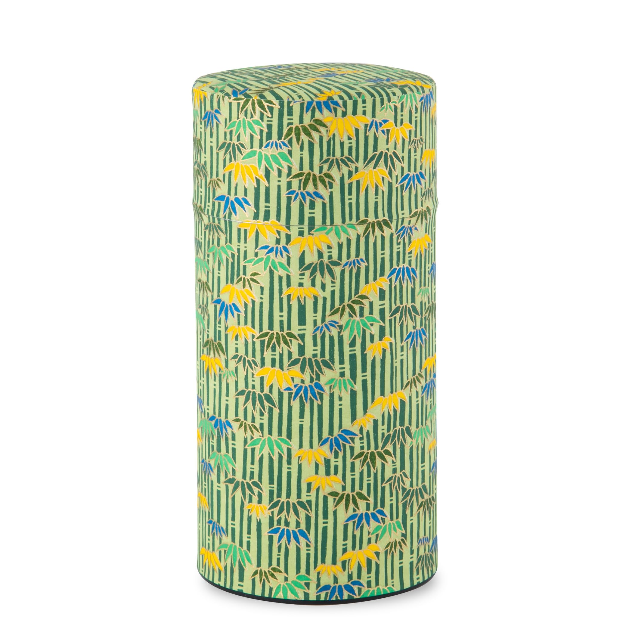Noren Tea Canisters Canister, 7.1 oz (200 g) Can (Washi Tea Canister - Green Bamboo), Made in Japan, Yuzen Washi Steel Can with Inner Lid, Airtight, Storage Container, Dry Food Container/Tea Canister 