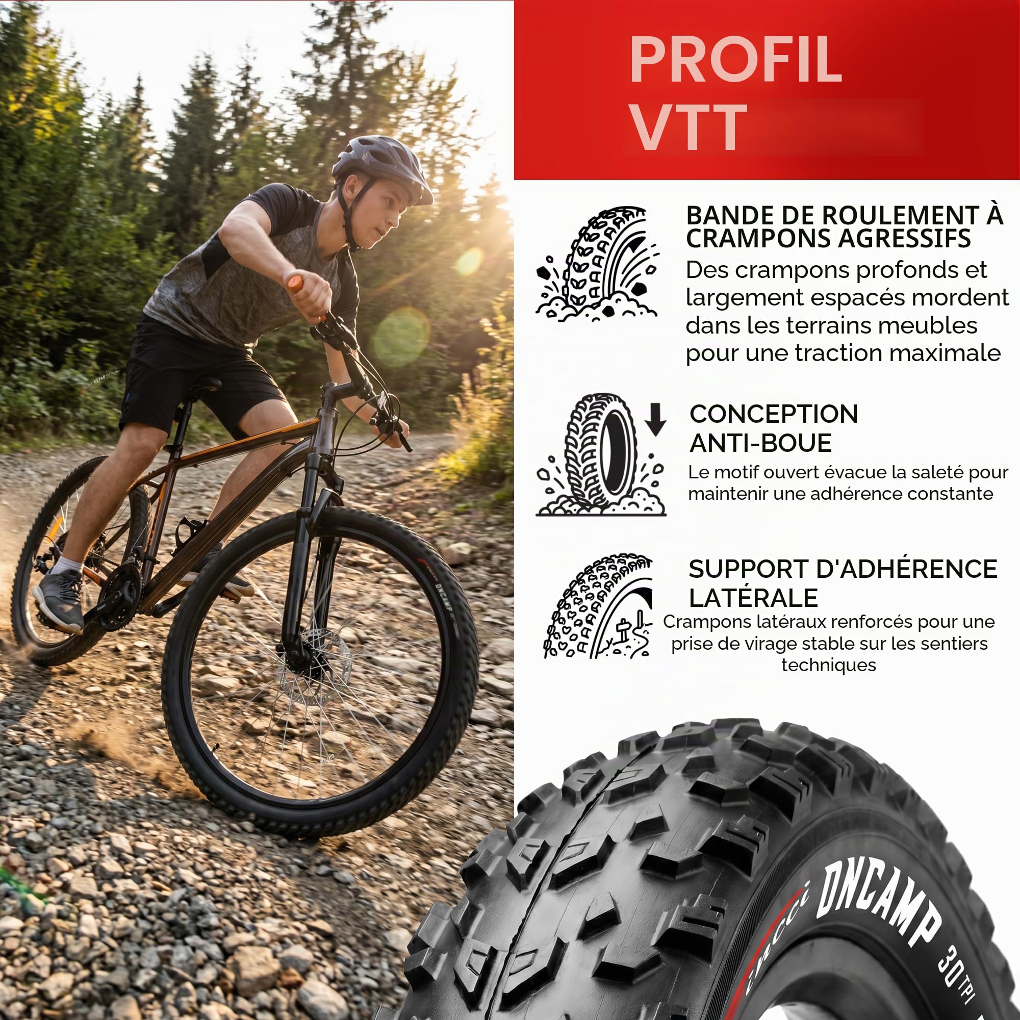 Fincci Velo Pneus VTT 27,5 x 2.10 Pouces - Paire Pliable Pneu Velo 54-584 pour Montagne & De Course & Électrique Bicyclette, Route Bici - Parfaites pour Boue, Sable, Gravier et rochers - Paquet de 2