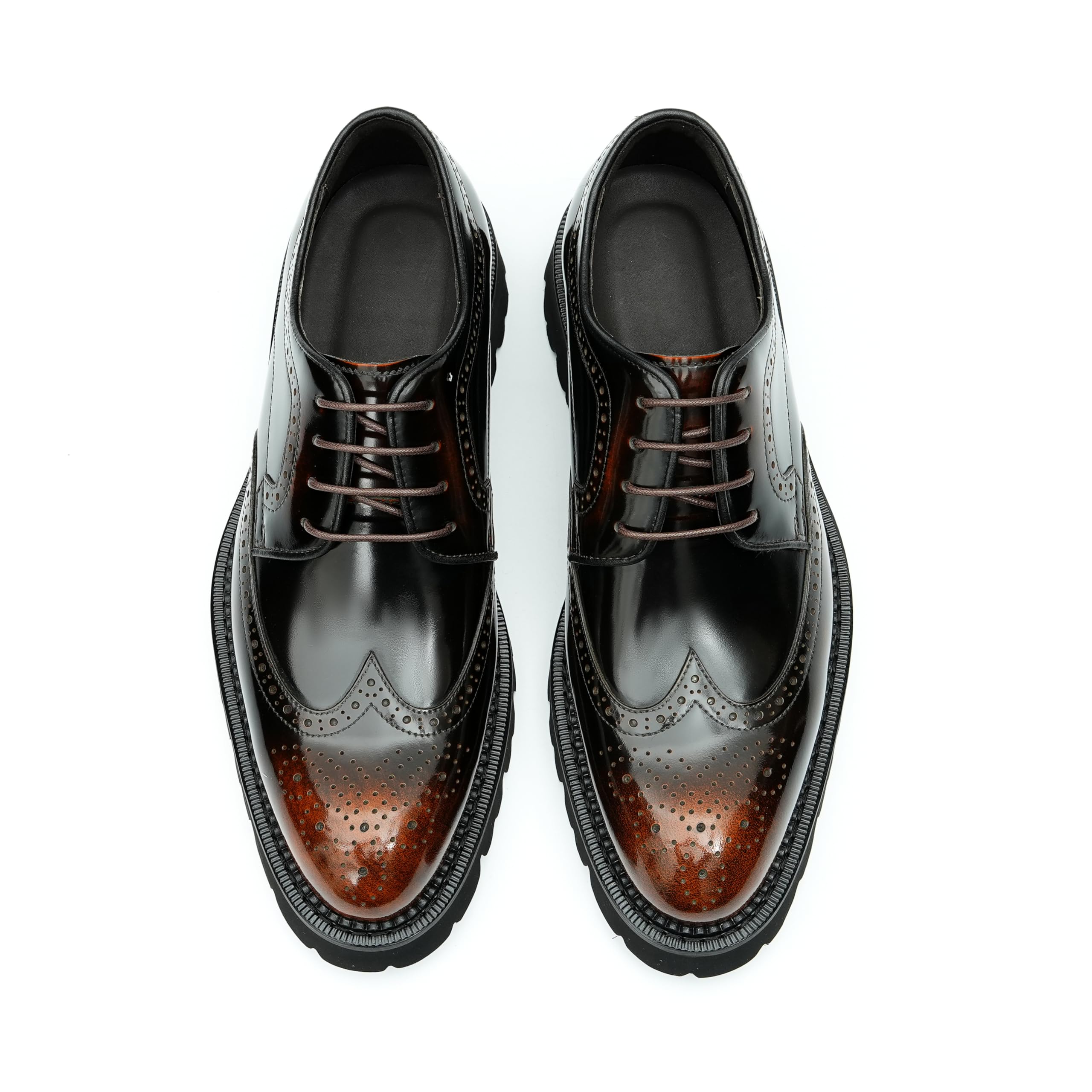 Generisch Herren Lackleder Dicke Sohle Brogues Formelle Schnürschuhe Kleid Schuhe
