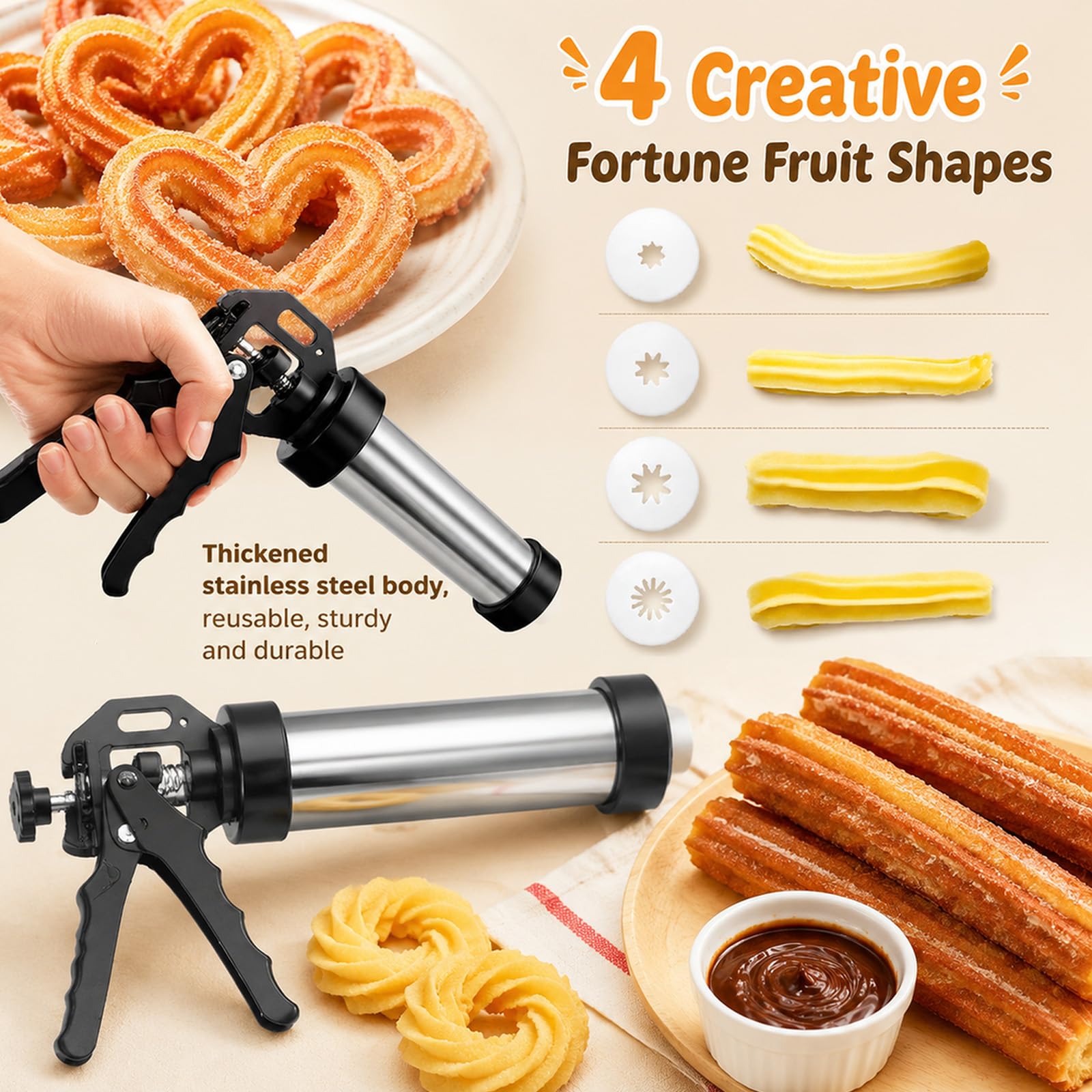 Pressa per biscotti in acciaio inox, pressa per biscotti e churros