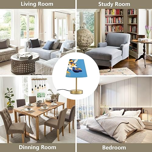 Miniatura 6 de FRODOTGV Lámpara de mesa retro animal azul violeta 3 modos de iluminación lámpara de luz de mesita de noche con pantalla para mesa auxiliar, sala de