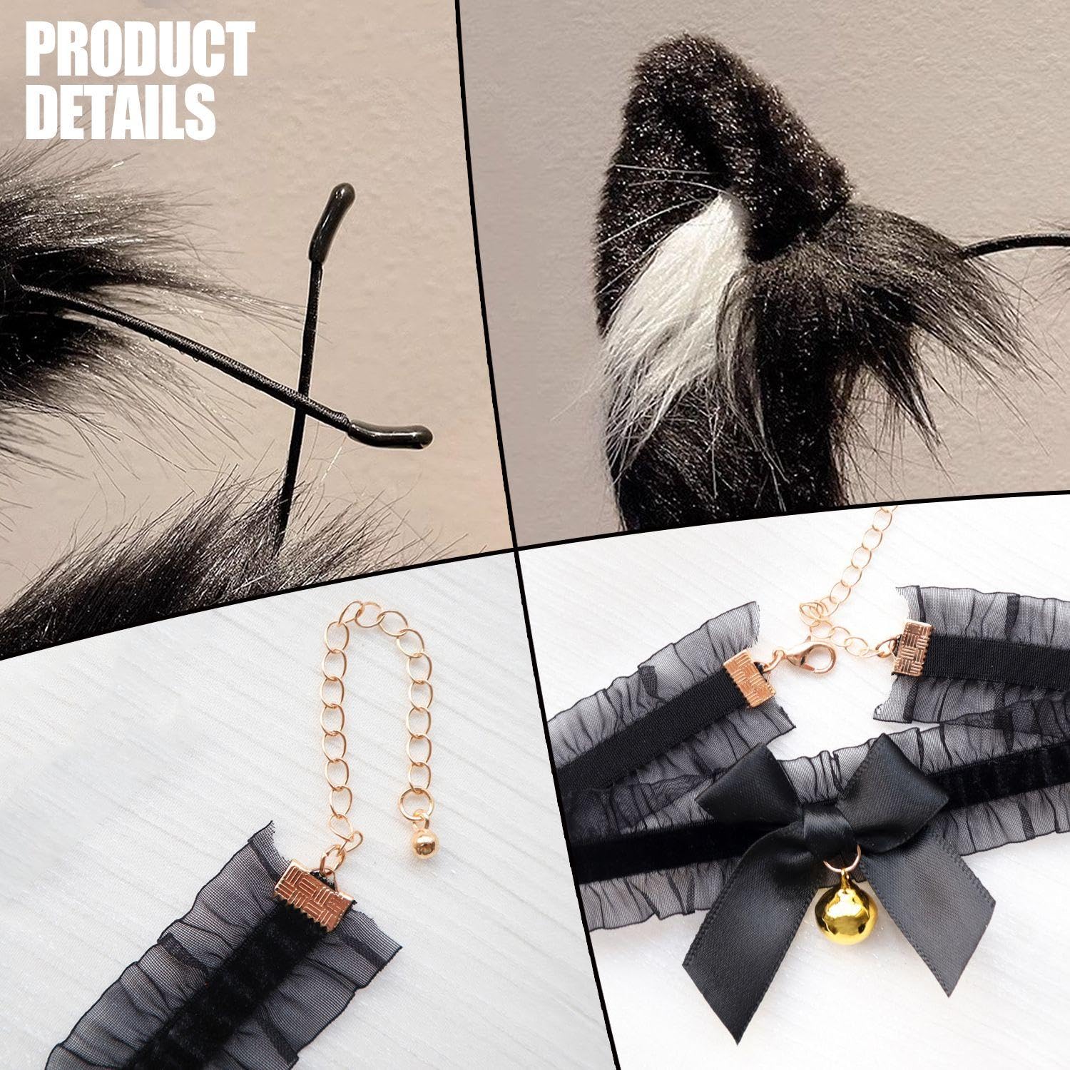 HINFHI 1 Piece Cat Ear Headband, 1 Piece Bow Bell Collar, Creative Personality, Women'S Role-Playing Props, Costume Accessories - Image 3
