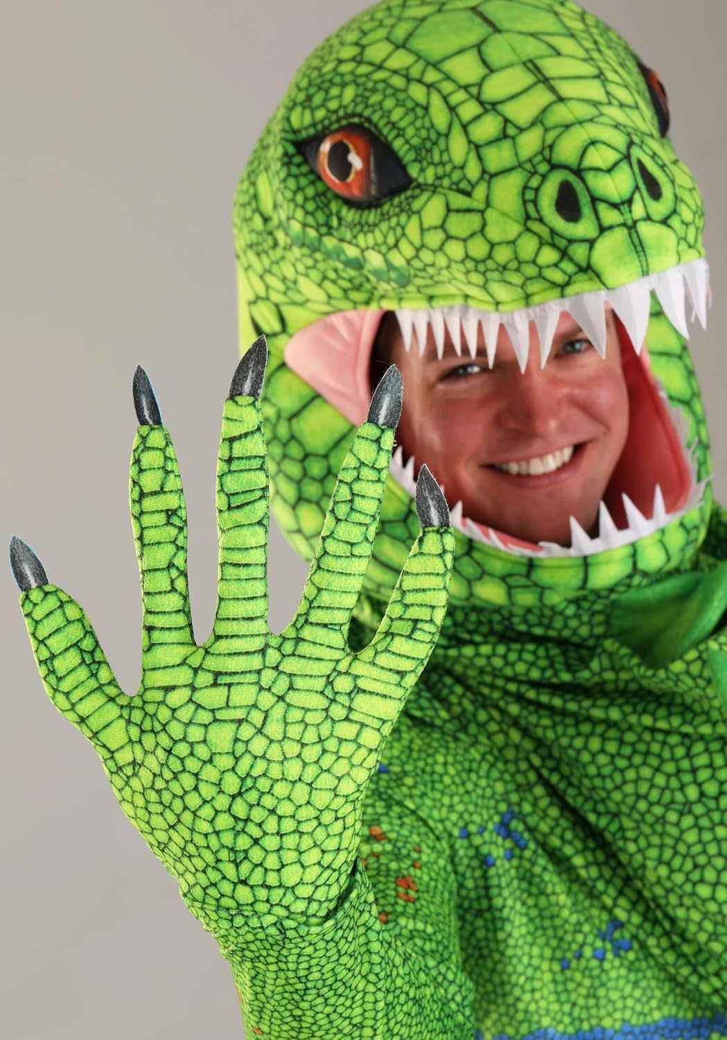 Realistic Lizard Costume Adult Green Iguana Jumpsuit Halloween Cosplay Polyester Reptile Outfit