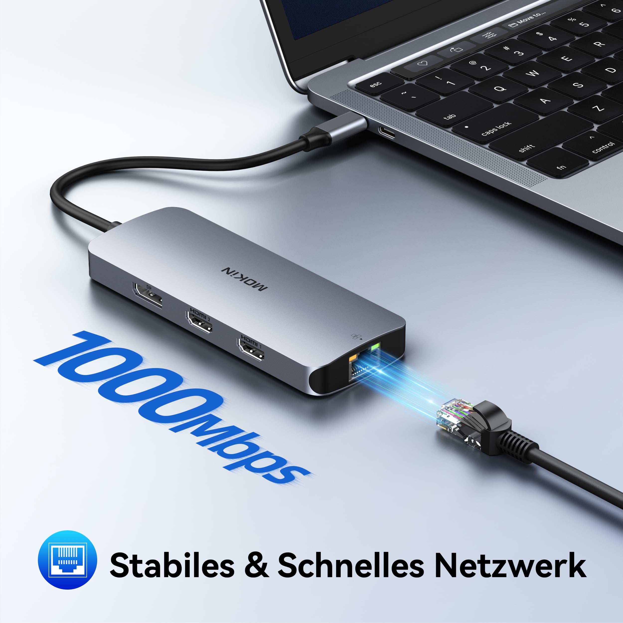 MOKIN Docking Station Dual Monitor 8 in 1 USB C Hub 2 HDMI, DisplayPort, Gigabit Ethernet, 100W PD Charging, 3 USB A/C 3.0 Ports, Laptop Docking Station for MacBook/Dell/HP/Lenovo/Surface