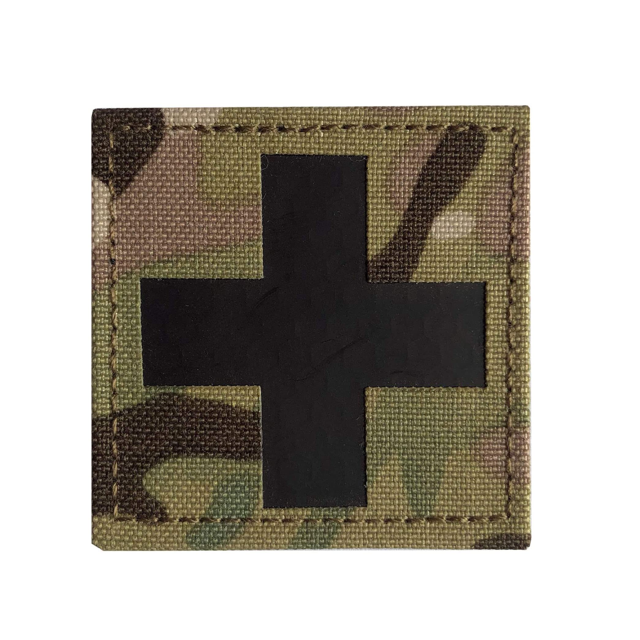 SUVIYA 2x2 inch Infrared IR Reflective Medic Red Cross MED Medical EMS EMT Tactical IFAK Patch with Hook/Loop (Multicam), Multicam, 2x2 inch