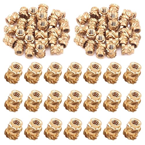 Wokape Tuercas de latón M2x4x3.0.197 in Tuercas de incrustación Tuerca de latón Tuercas moleteadas Roscadas Juego de calor Tuercas de inserción