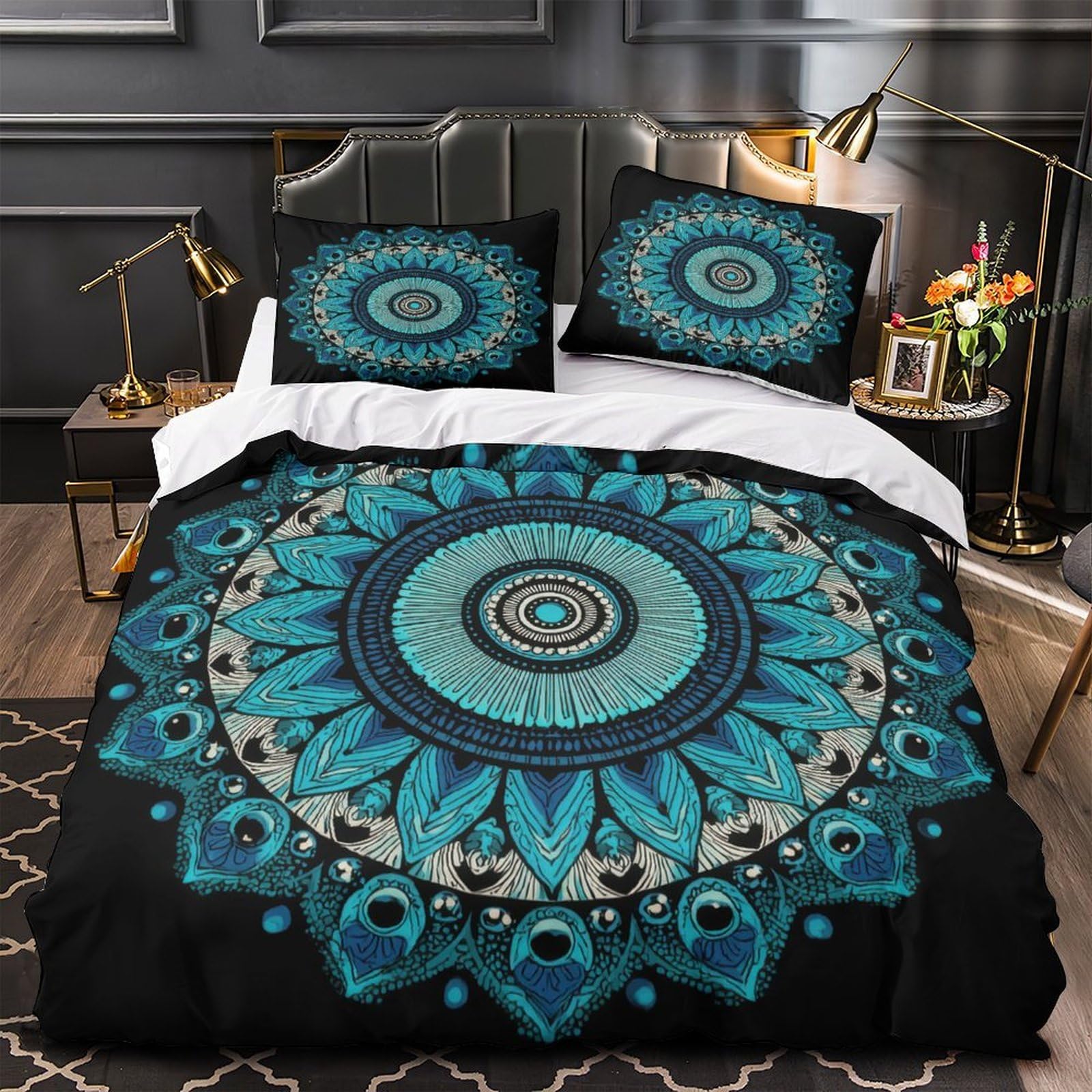 Housse de couette loup magique 3D microfibre ultra douce parure de lit respirante 220x240