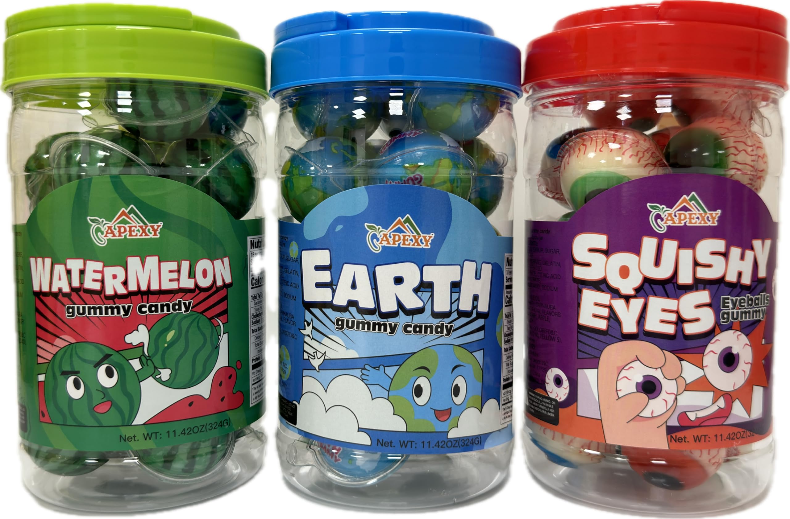 APEXYPlanet Gummy Candy with Fruity Liquid Center Fat Free Fun & Delicious Space- Themed Treats Great for Halloween, Birthday, Trick Or Treat, Party 11.42oz Variety Pack (Variety Pack of 3A)