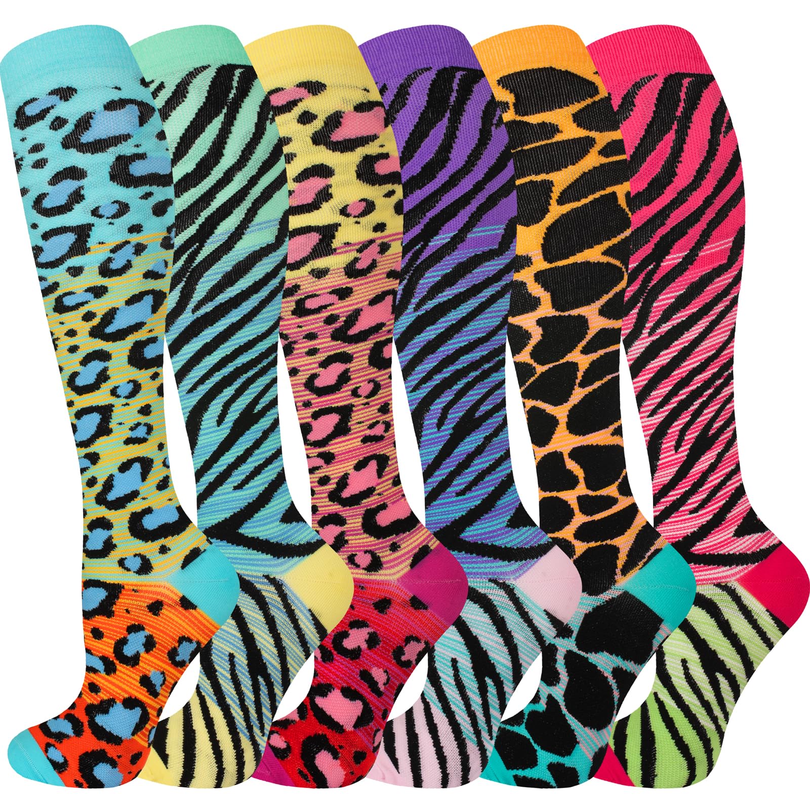 cerpite Compression Socks for Women &amp; Men 6 Pairs Knee High Compression Socks 20-30 mmhg Best for Running,Nurse,Travel