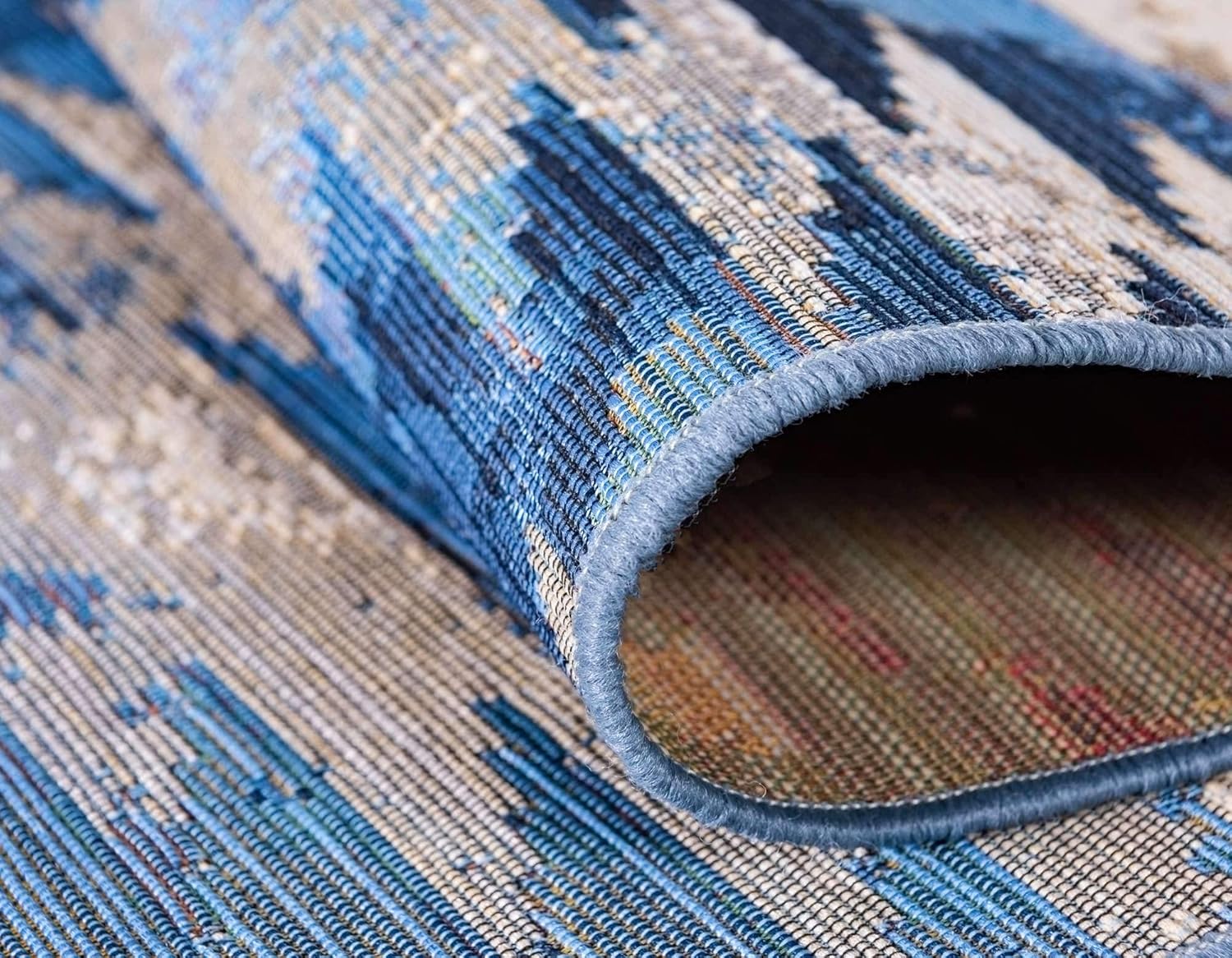 Unique Loom Outdoor Modern Collection Area Rug - Aztec (2' 2" x 3' 1" Rectangle, Blue/ Ivory)